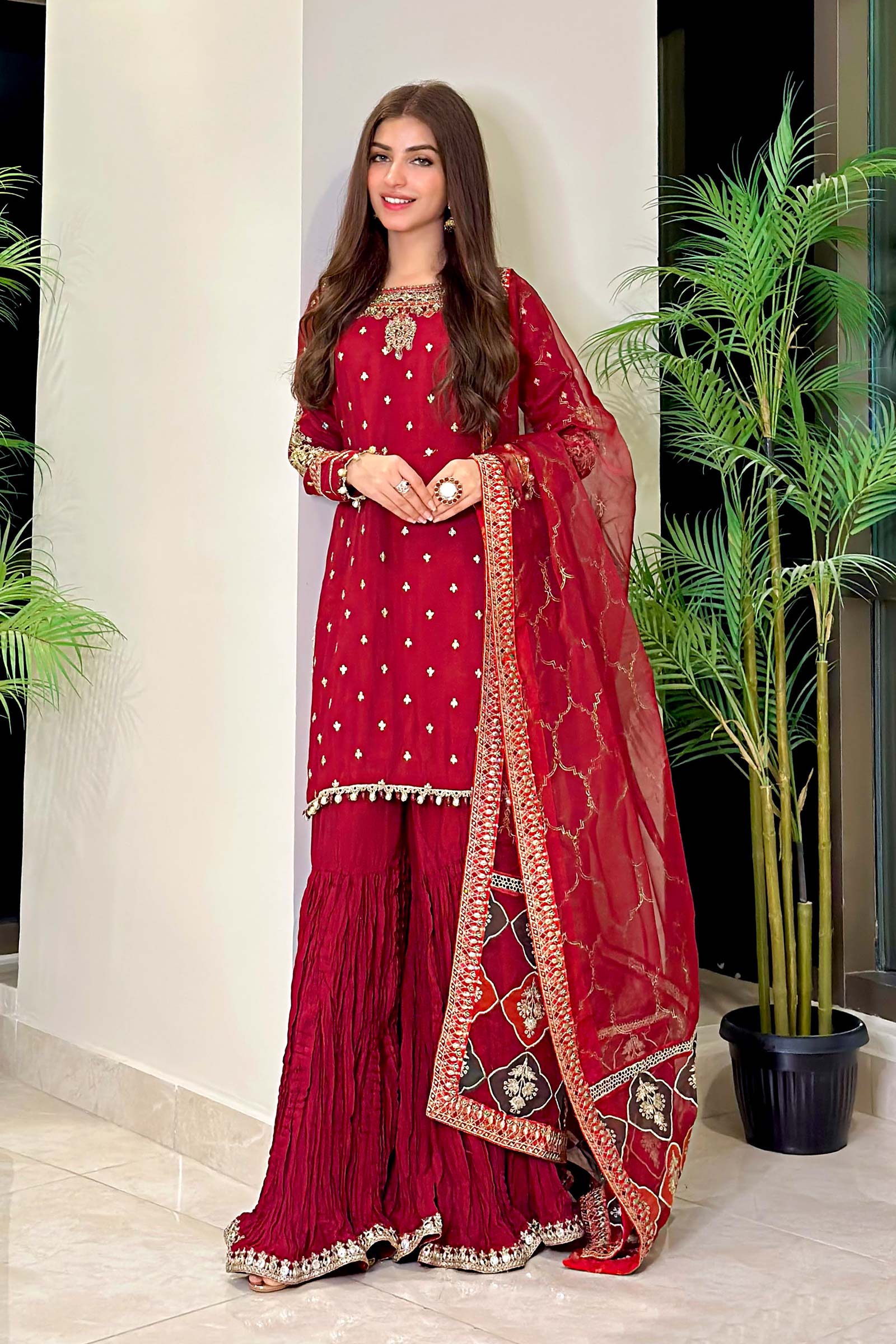 Maria B | Eid Collection 26 | 3 Piece Embroidered Raw Silk Suit - House Of Hania