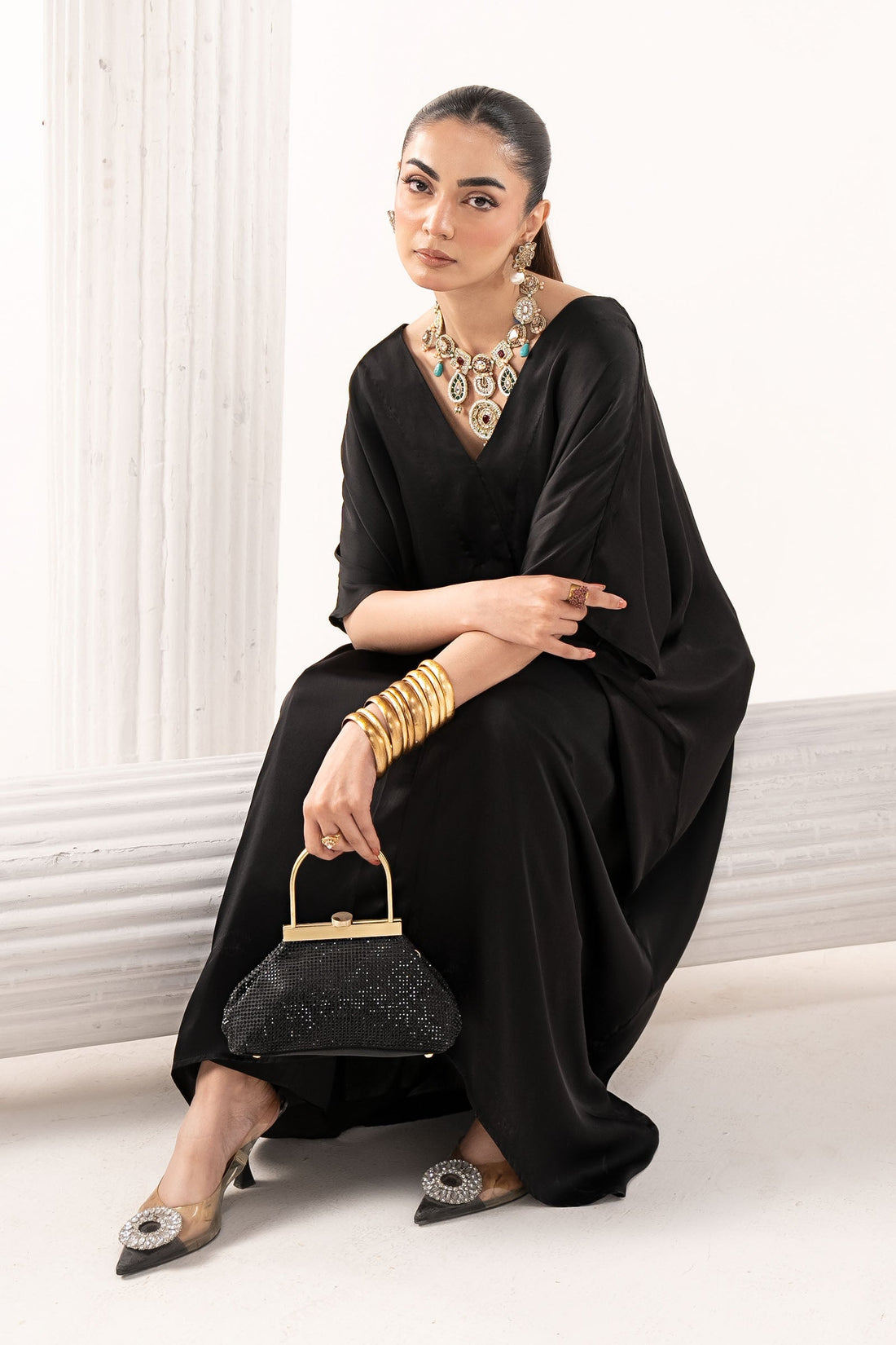 Maria B | Eid Collection 26 | 3 Piece Embroidered Satin Silk Suit - House Of Hania