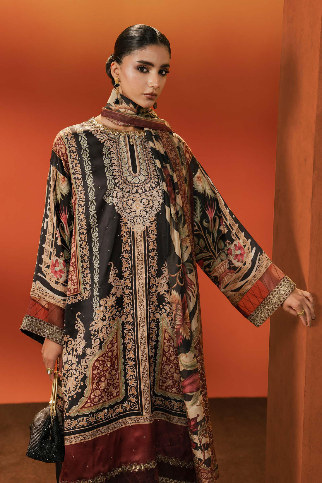 Maria B | Eid Collection 26 | 3 Piece Embroidered Satin Silk Suit - House Of Hania