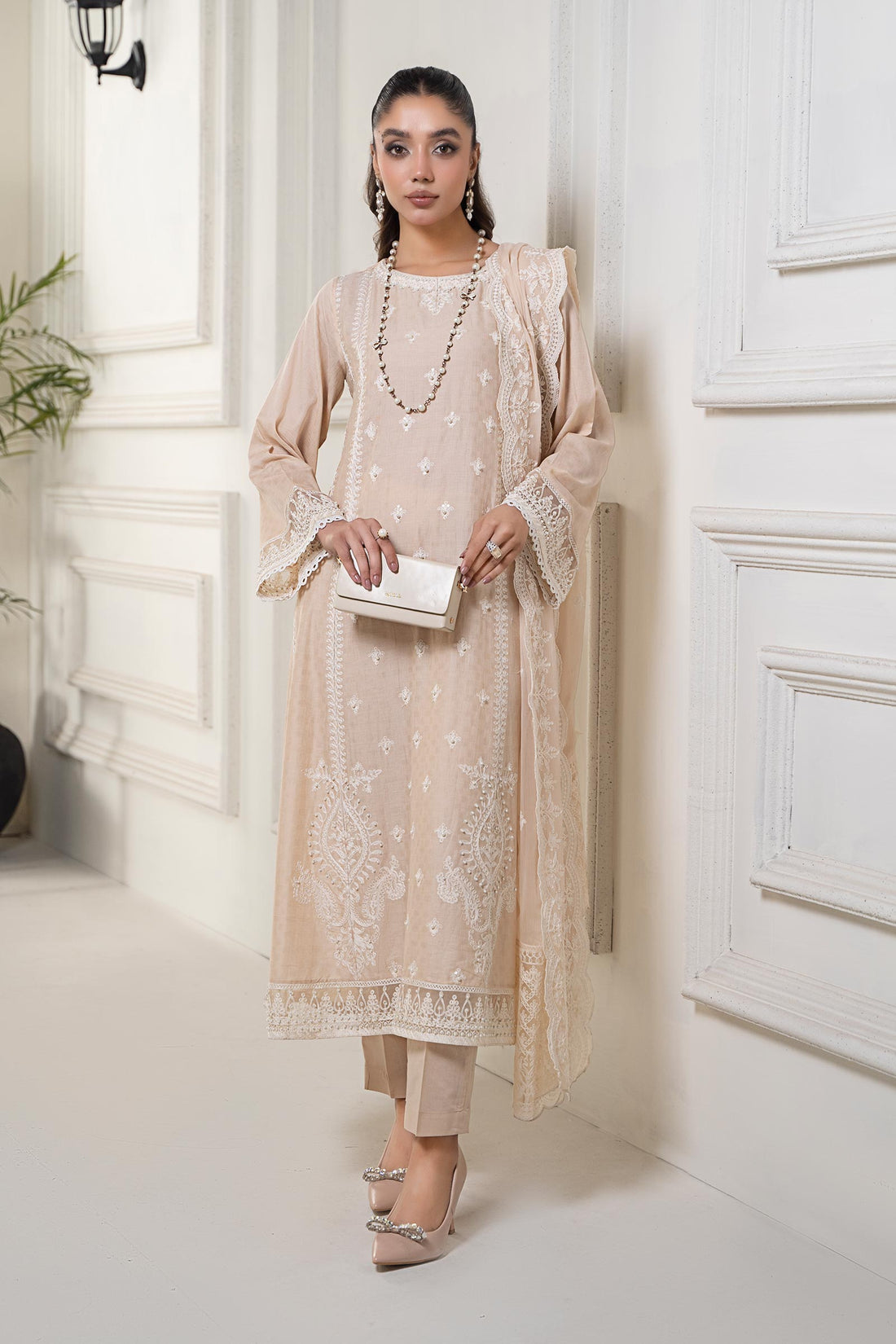 Maria B | Eid Collection 26 | 3 Piece Embroidered Self Jacquard Suit - House Of Hania