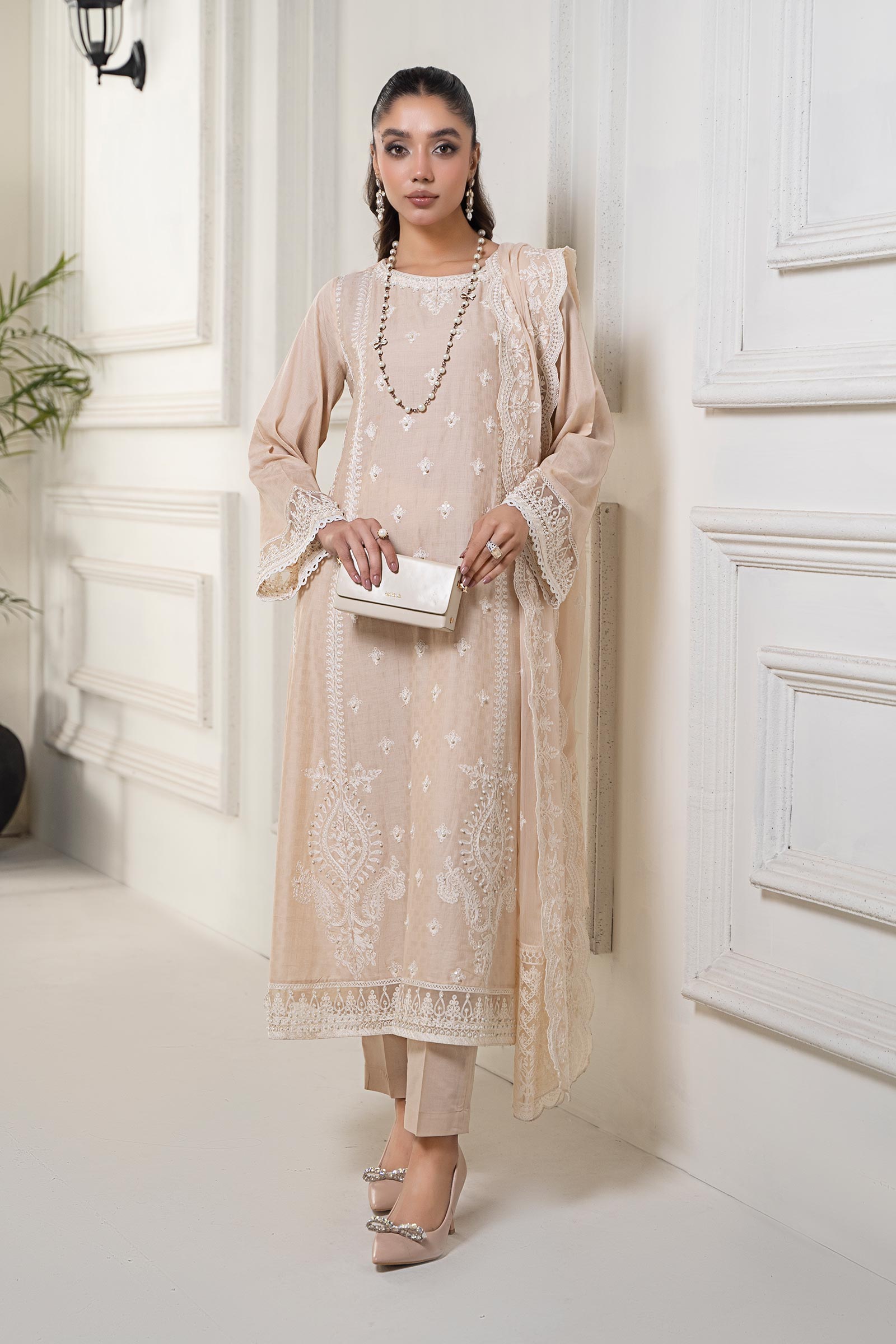 Maria B | Eid Collection 26 | 3 Piece Embroidered Self Jacquard Suit - House Of Hania