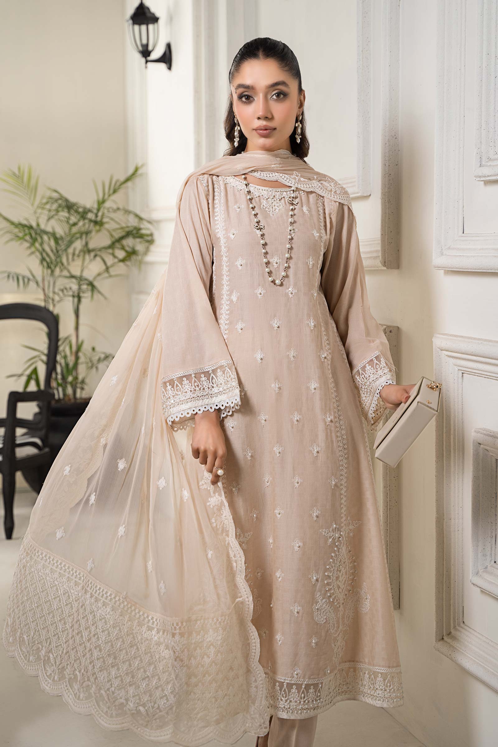 Maria B | Eid Collection 26 | 3 Piece Embroidered Self Jacquard Suit - House Of Hania
