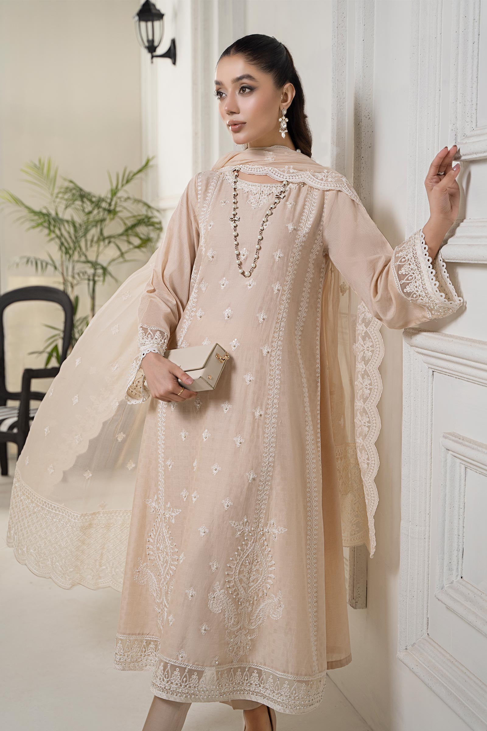 Maria B | Eid Collection 26 | 3 Piece Embroidered Self Jacquard Suit - House Of Hania