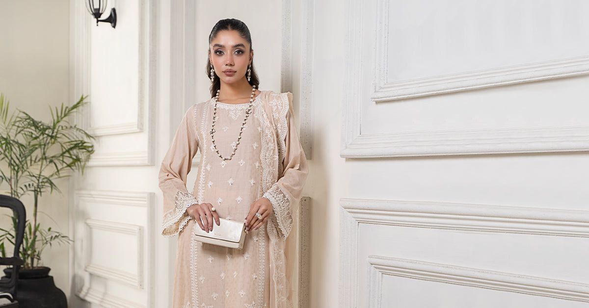Maria B | Eid Collection 26 | 3 Piece Embroidered Self Jacquard Suit - House Of Hania