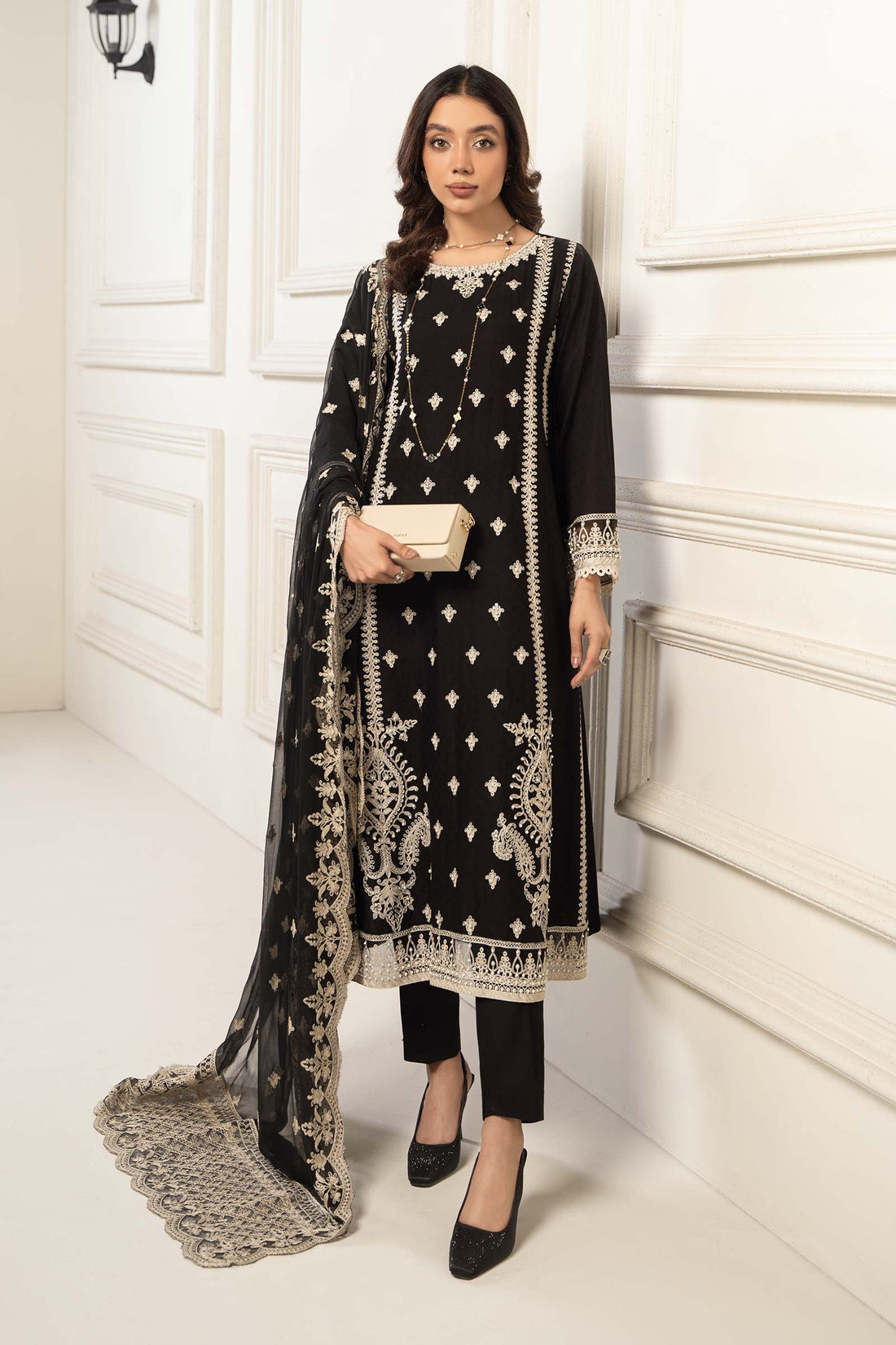 Maria B | Eid Collection 26 | 3 Piece Embroidered Self Jacquard Suit - House Of Hania