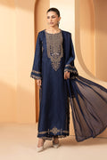 Maria B | Eid Collection 26 | 3 Piece Embroidered Self Tassel Silk Suit - House Of Hania