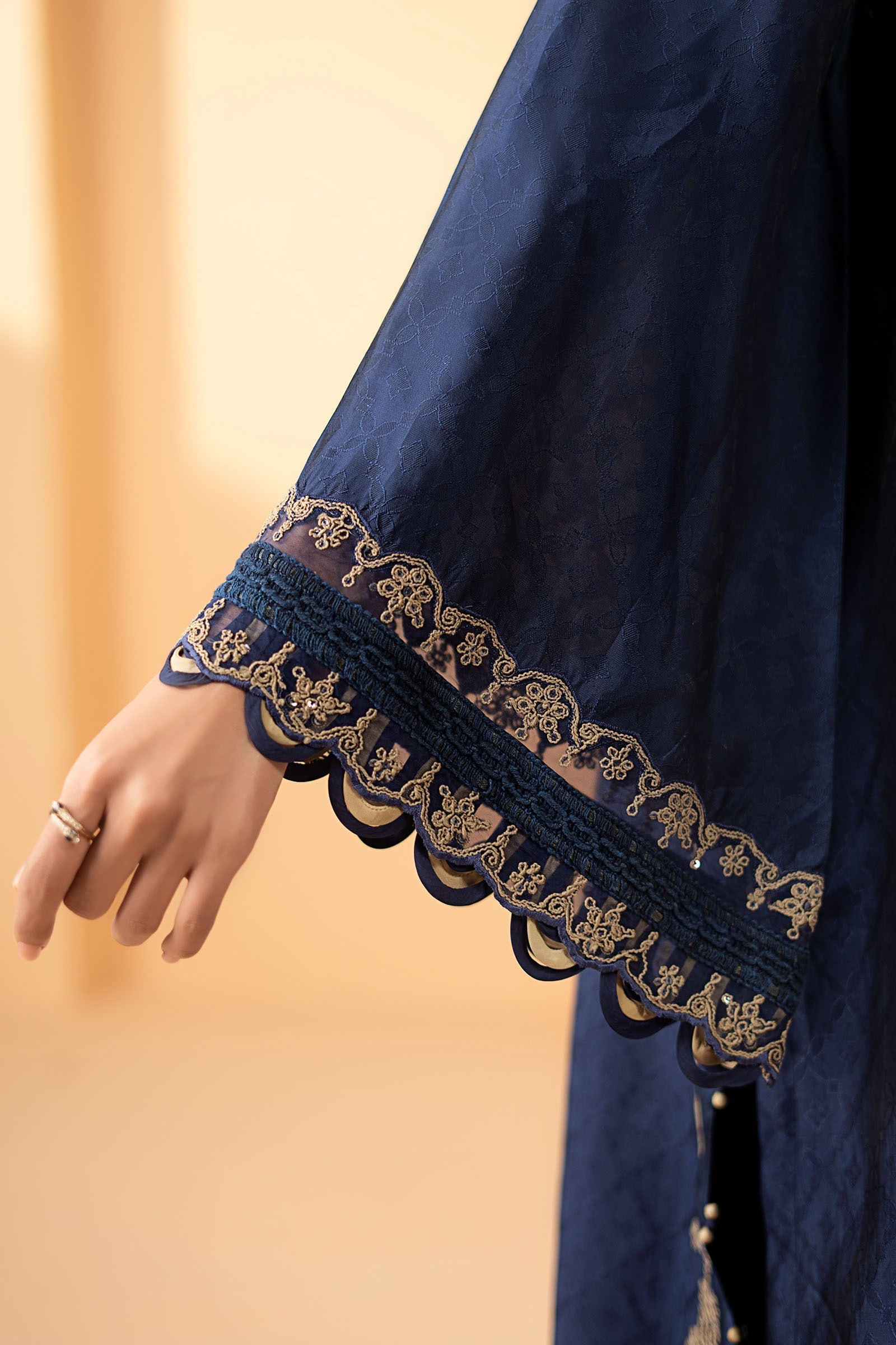 Maria B | Eid Collection 26 | 3 Piece Embroidered Self Tassel Silk Suit - House Of Hania