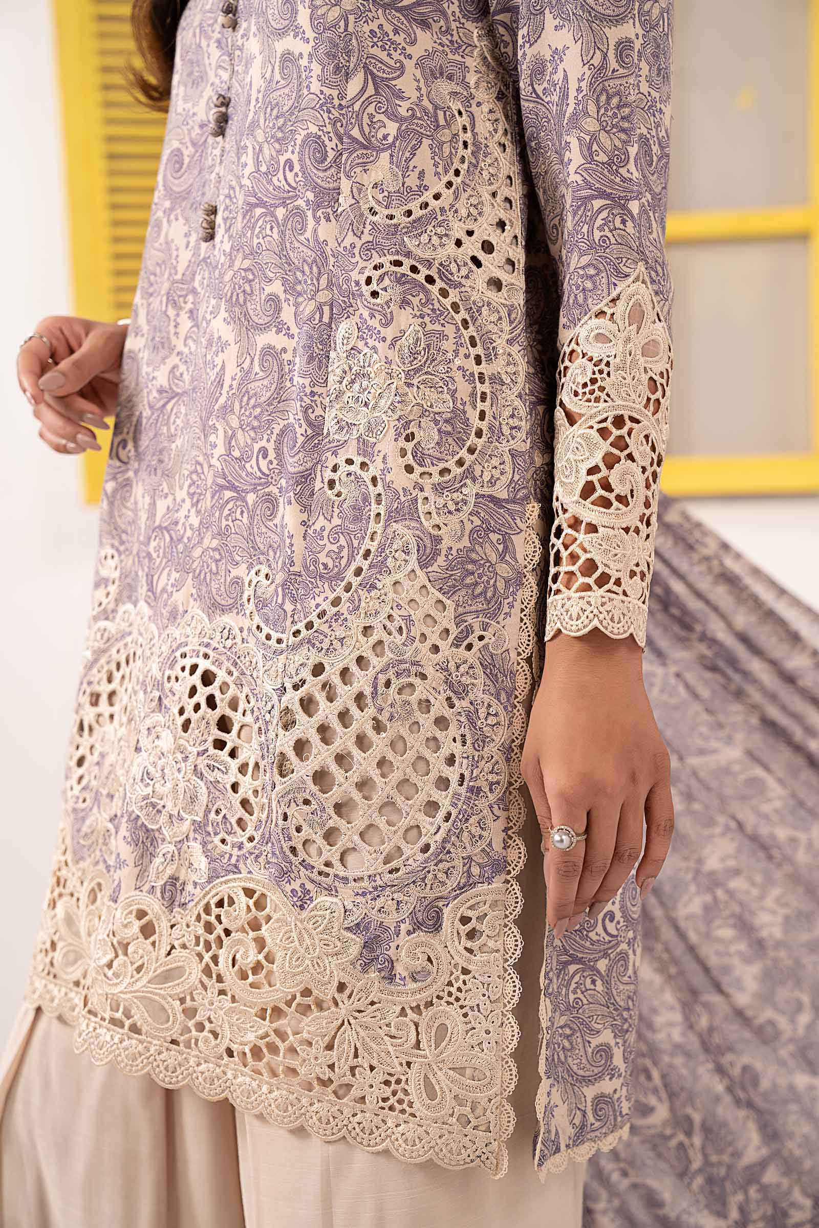 Maria B | Eid Collection 26 | 3 Piece Embroidered Silk Suit - House Of Hania