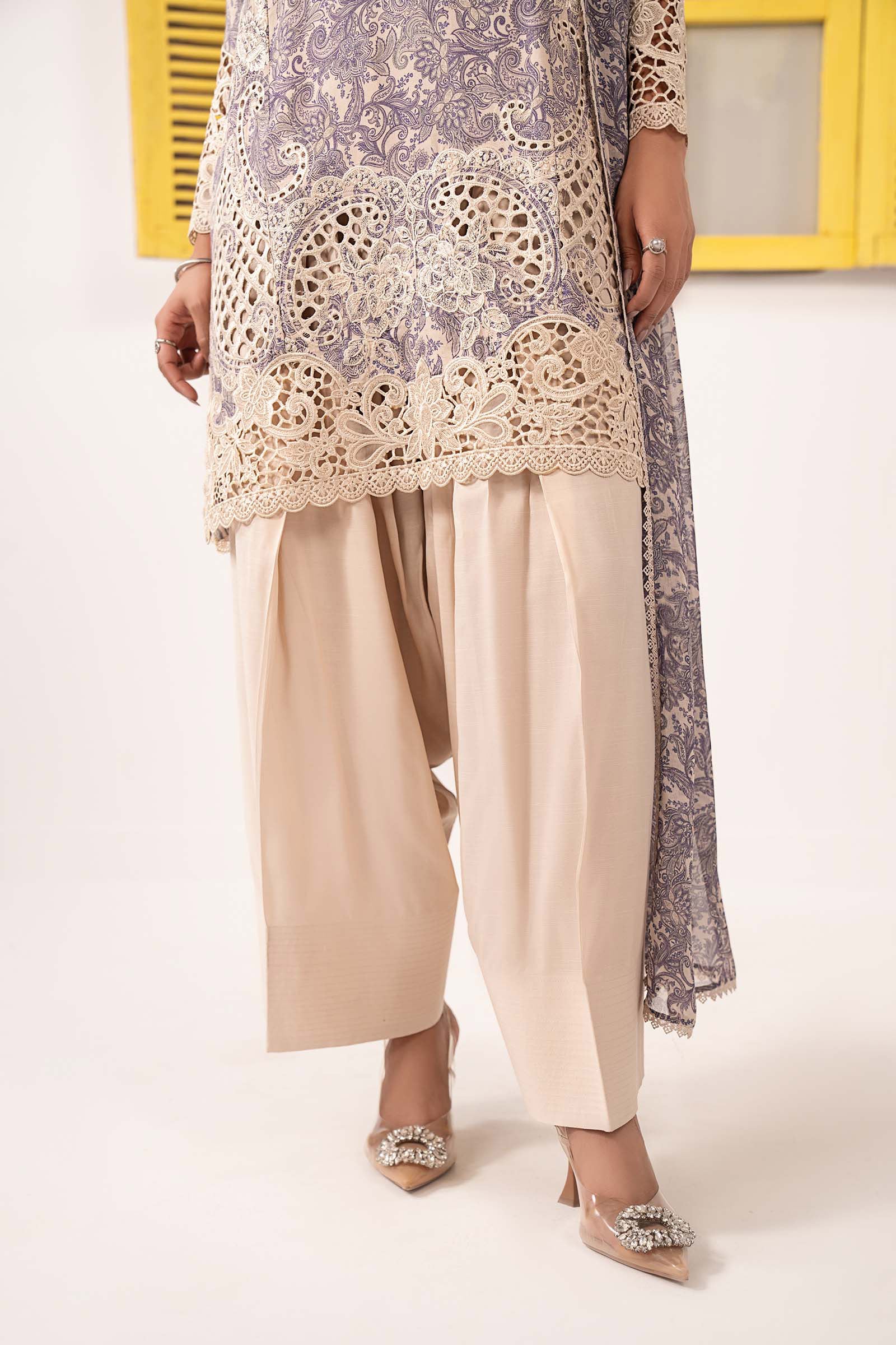 Maria B | Eid Collection 26 | 3 Piece Embroidered Silk Suit - House Of Hania