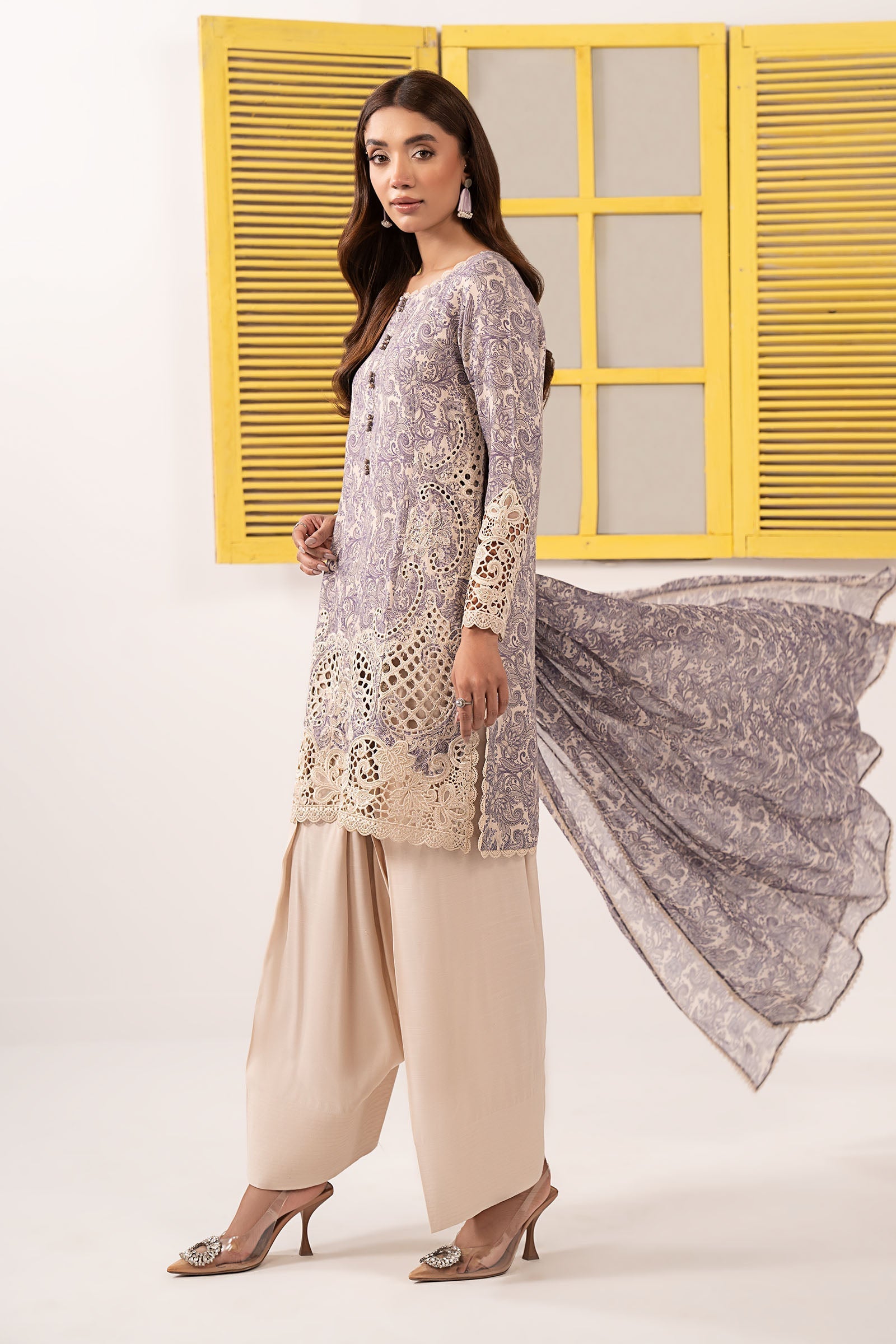 Maria B | Eid Collection 26 | 3 Piece Embroidered Silk Suit - House Of Hania