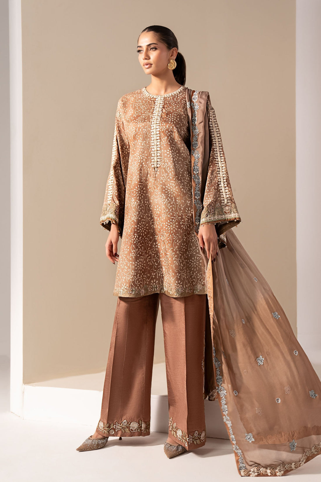 Maria B | Eid Collection 26 | 3 Piece Embroidered Silk Suit - House Of Hania