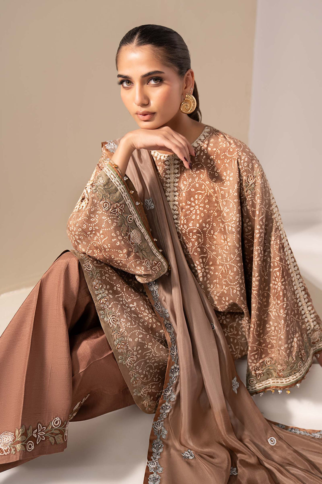 Maria B | Eid Collection 26 | 3 Piece Embroidered Silk Suit - House Of Hania