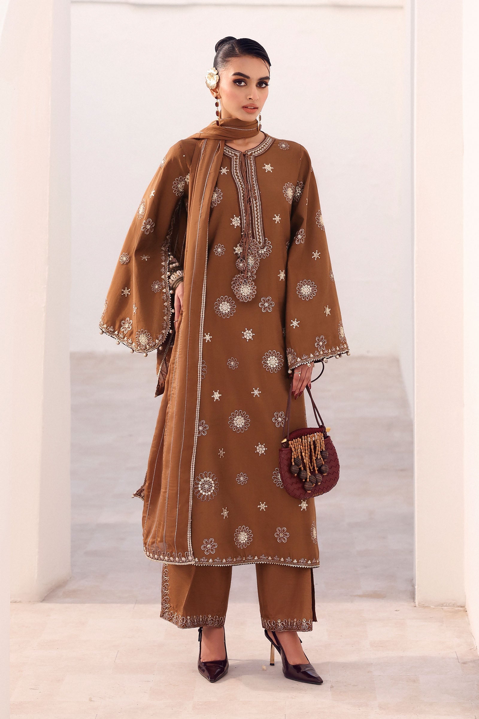 Maria B | Eid Collection 26 | 3 Piece Embroidered Tissue Staple Suit - House Of Hania