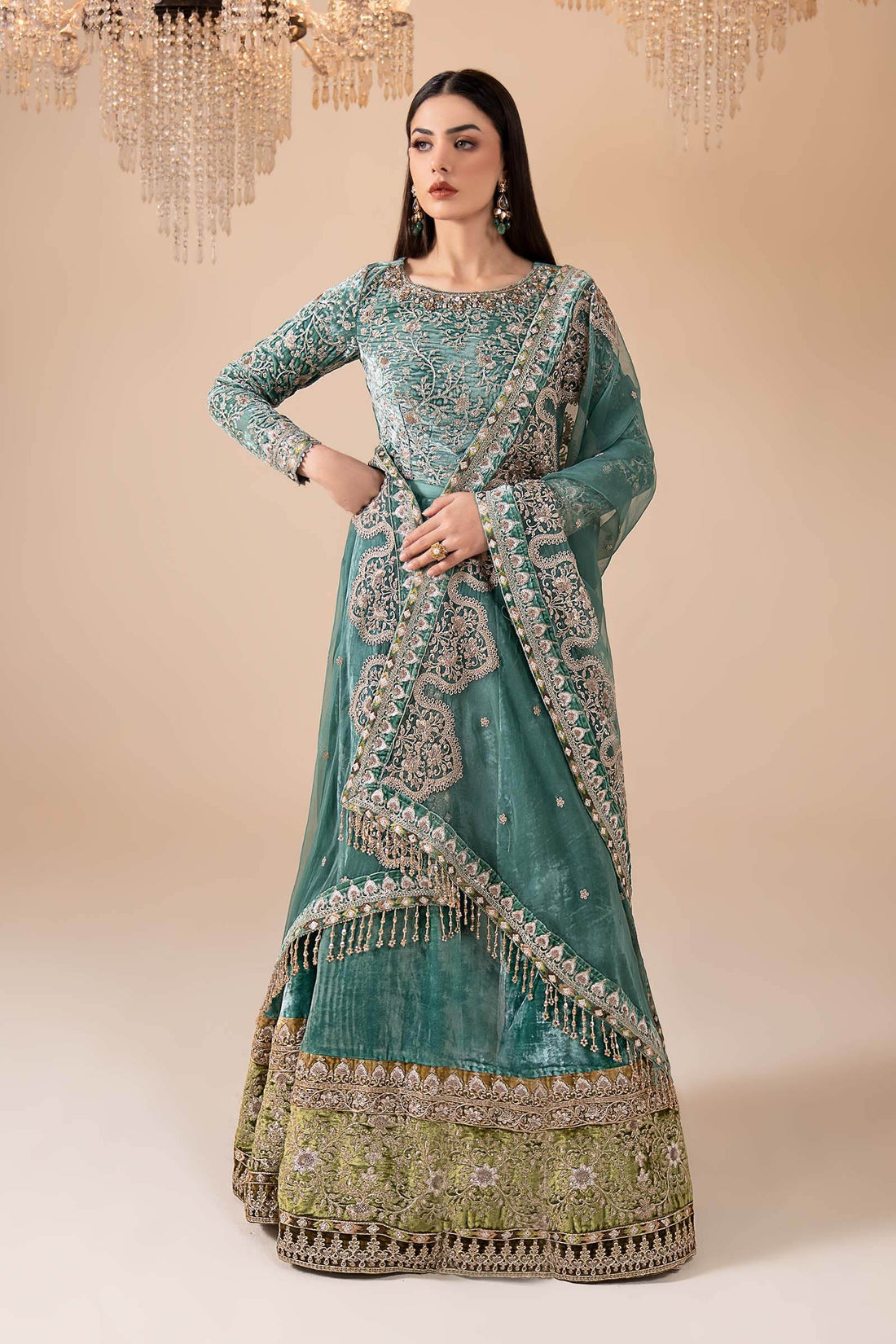 Maria B | Eid Collection 26 | 3 Piece Embroidered Velvet Suit - House Of Hania