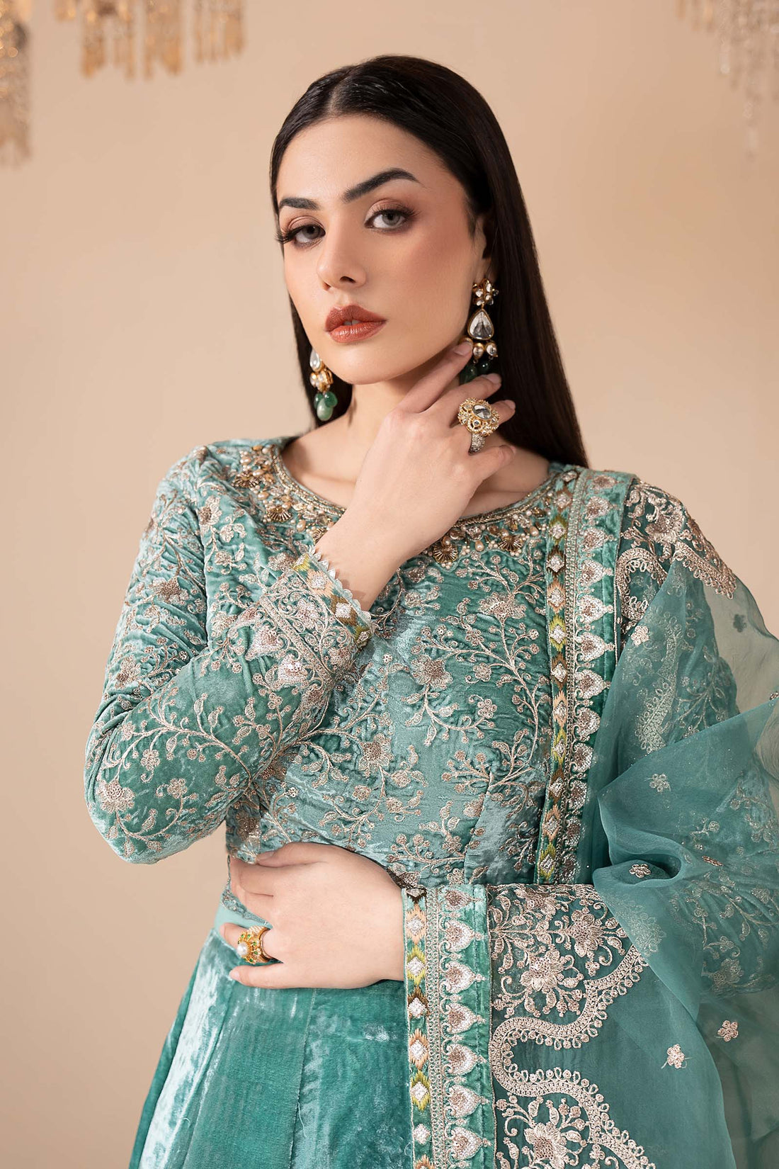 Maria B | Eid Collection 26 | 3 Piece Embroidered Velvet Suit - House Of Hania