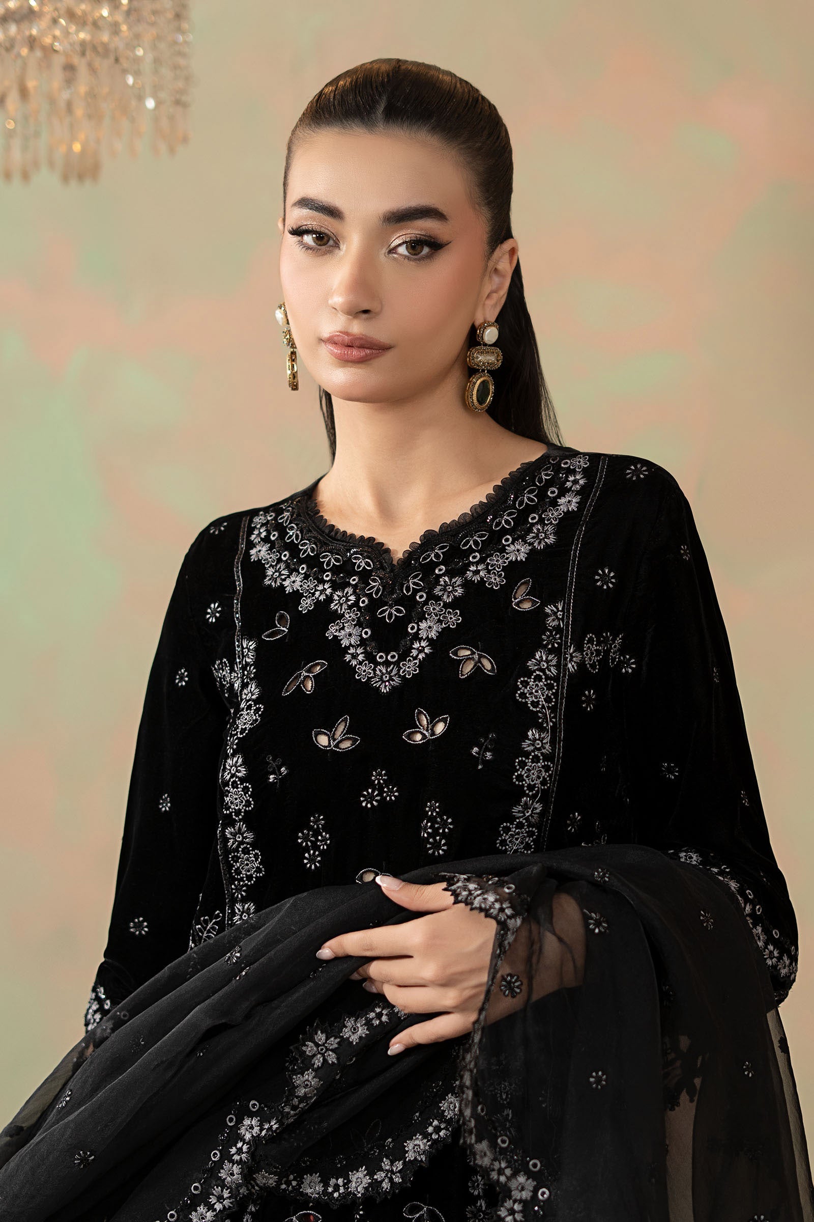 Maria B | Eid Collection 26 | 3 Piece Embroidered Velvet Suit - House Of Hania