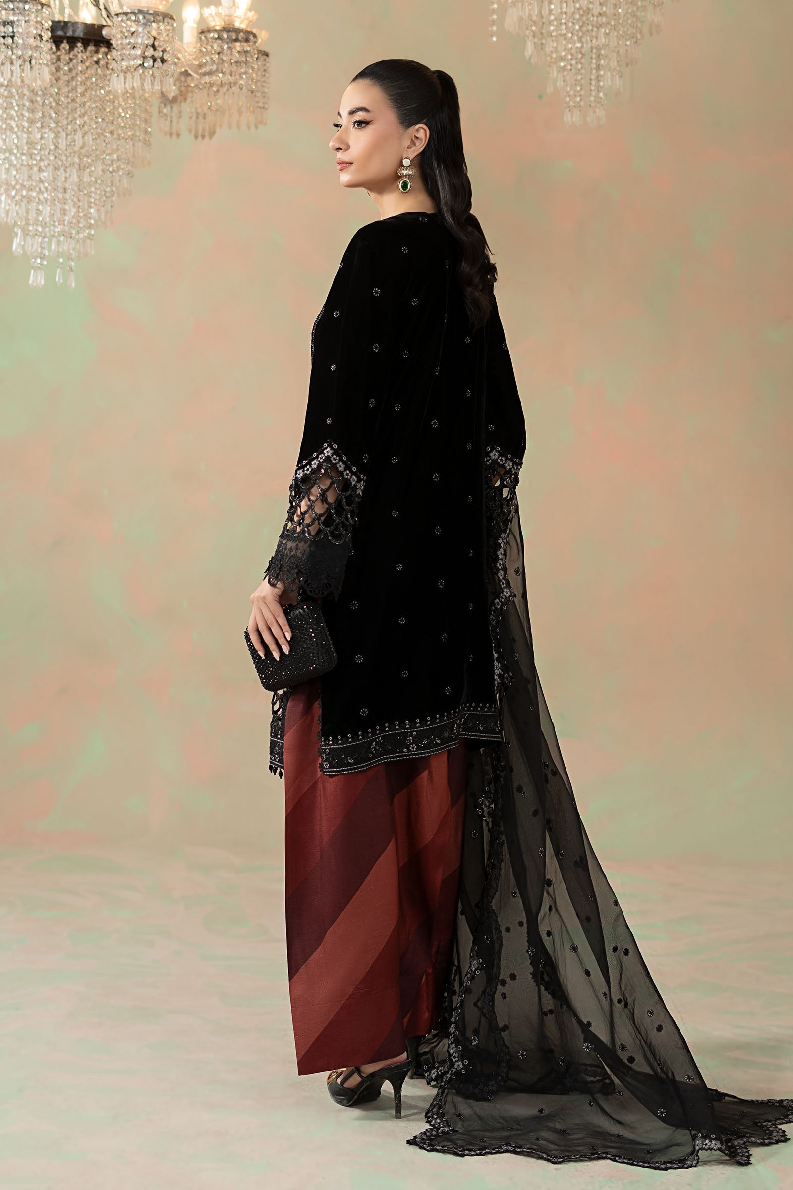 Maria B | Eid Collection 26 | 3 Piece Embroidered Velvet Suit - House Of Hania