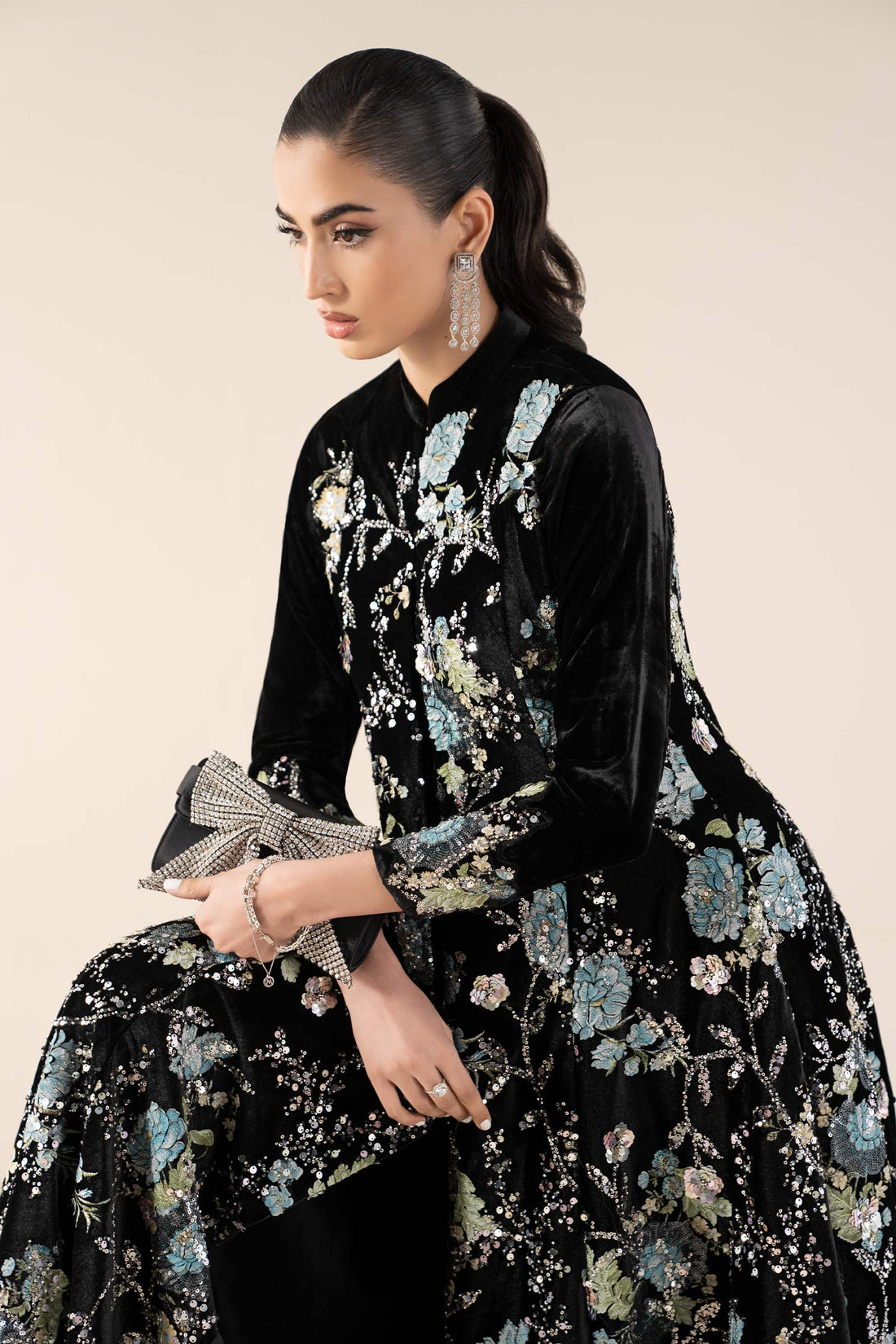 Maria B | Eid Collection 26 | 3 Piece Embroidered Velvet Suit - House Of Hania