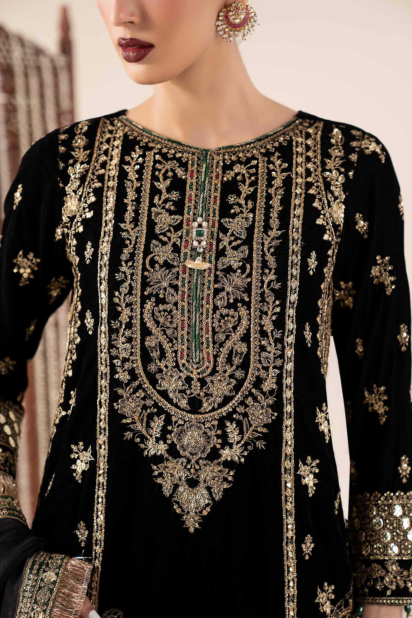 Maria B | Eid Collection 26 | 3 Piece Embroidered Velvet Suit - House Of Hania