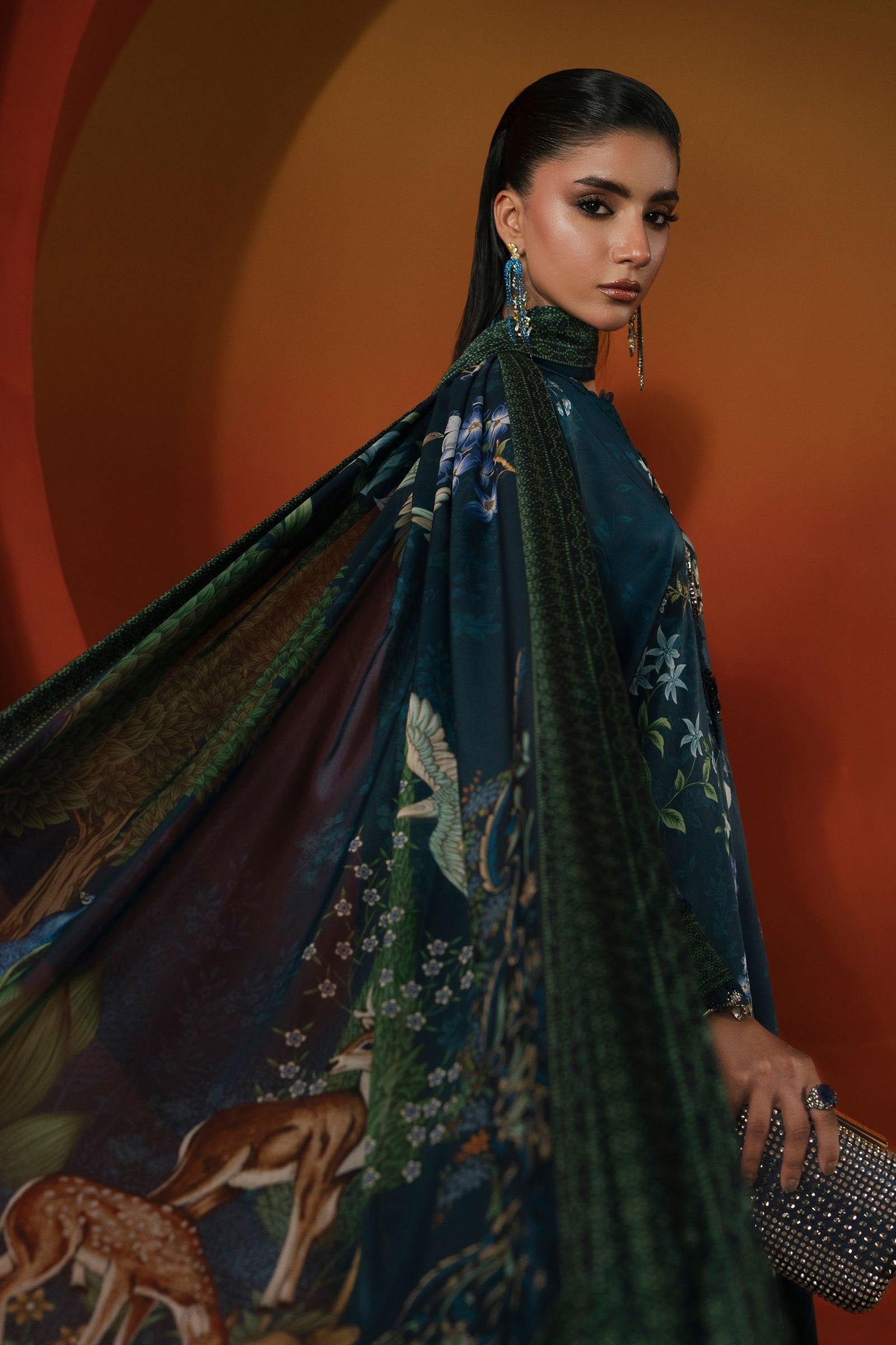 Maria B | Eid Collection 26 | 3 Piece Printed Satin Silk Suit - House Of Hania