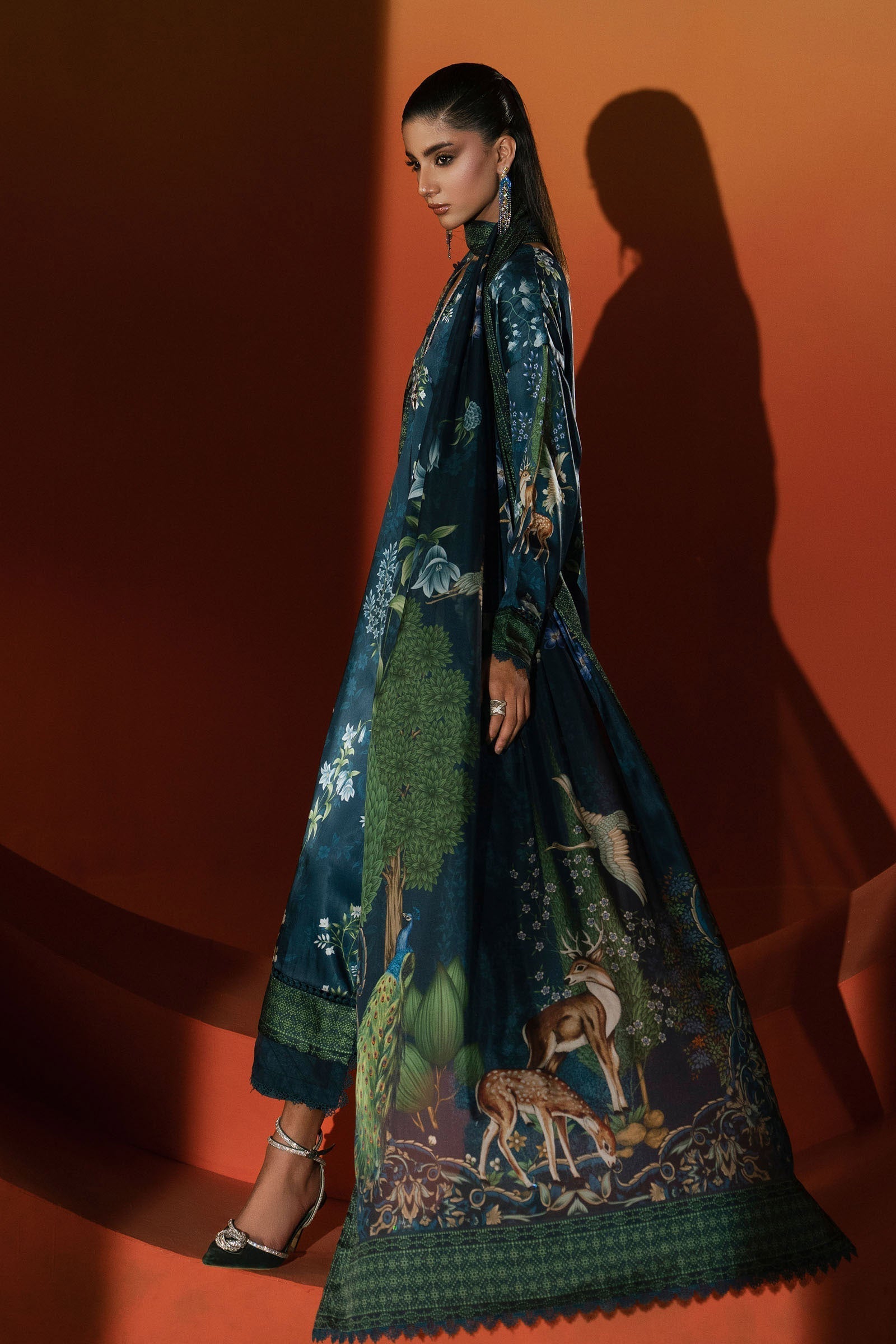 Maria B | Eid Collection 26 | 3 Piece Printed Satin Silk Suit - House Of Hania