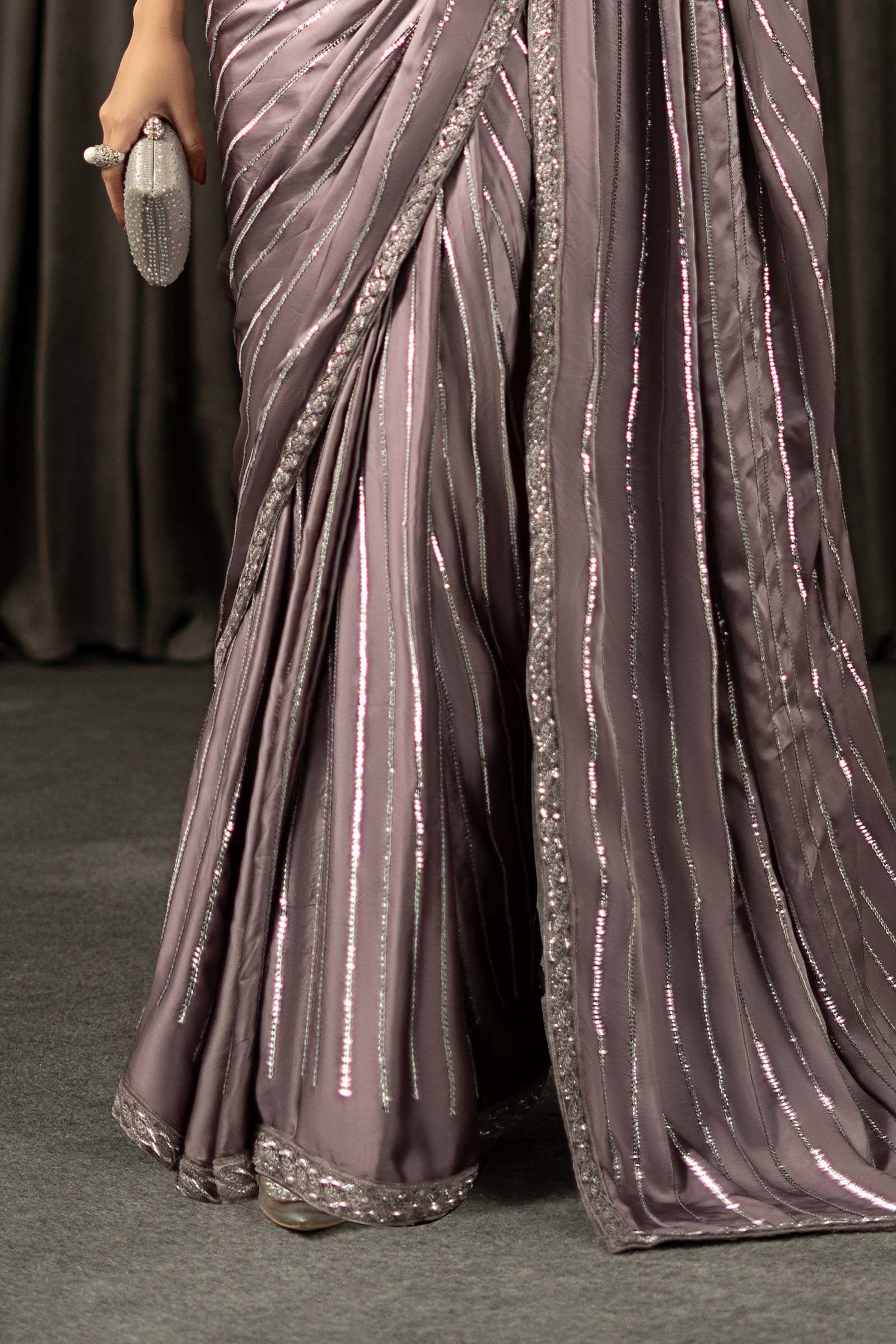 Maria B | Eid Collection 26 | Embroidered Charmeuse Silk Saree - House Of Hania