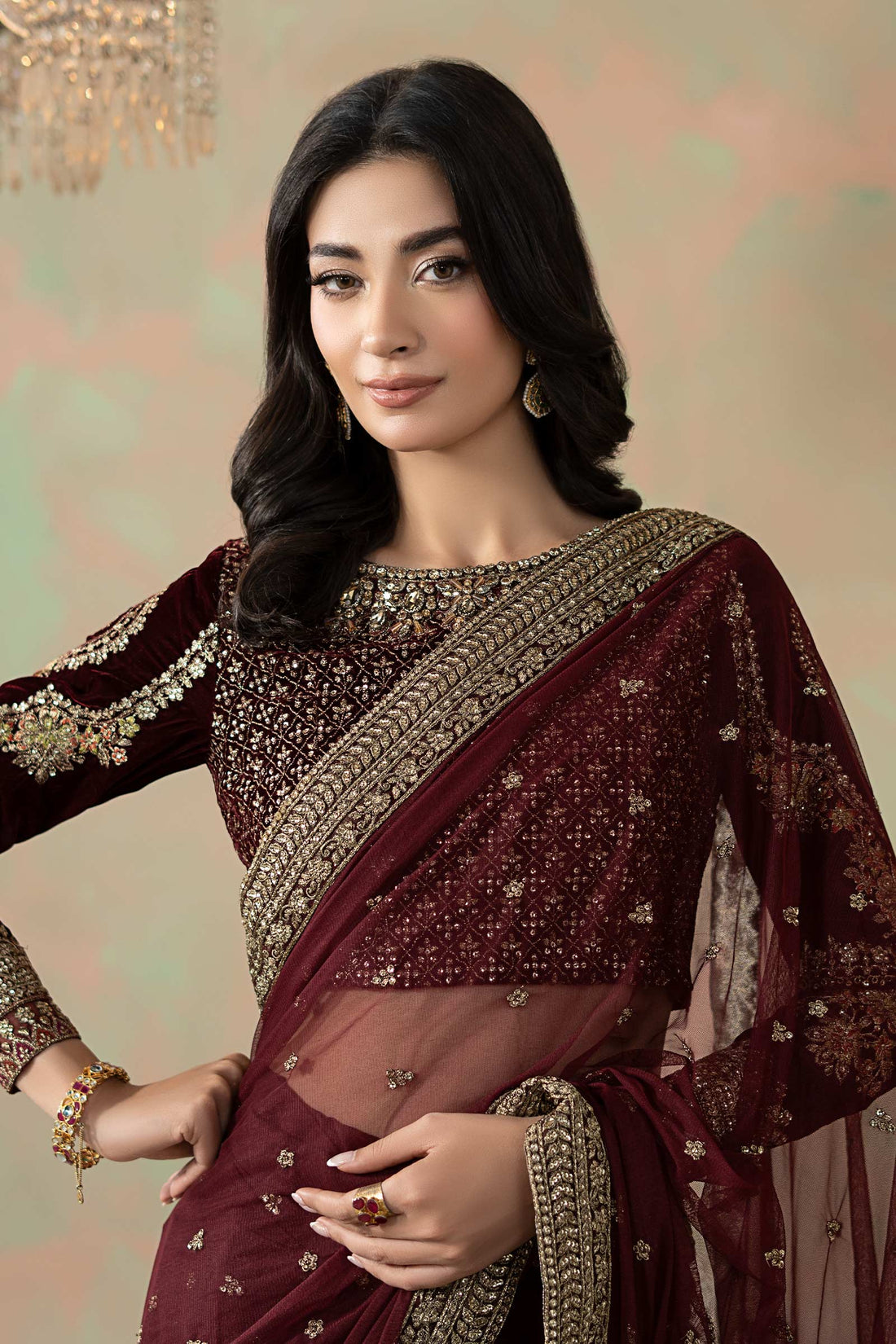 Maria B | Eid Collection 26 | Embroidered Net Saree - House Of Hania