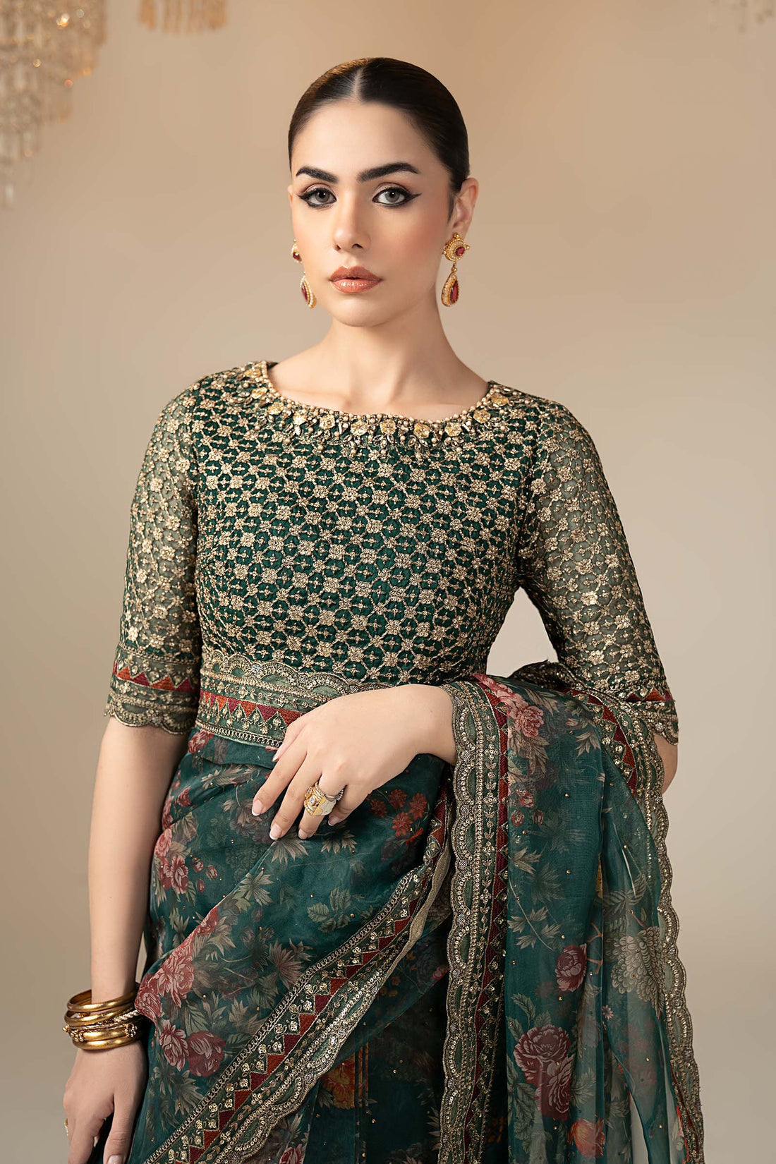 Maria B | Eid Collection 26 | Embroidered Organza Saree - House Of Hania