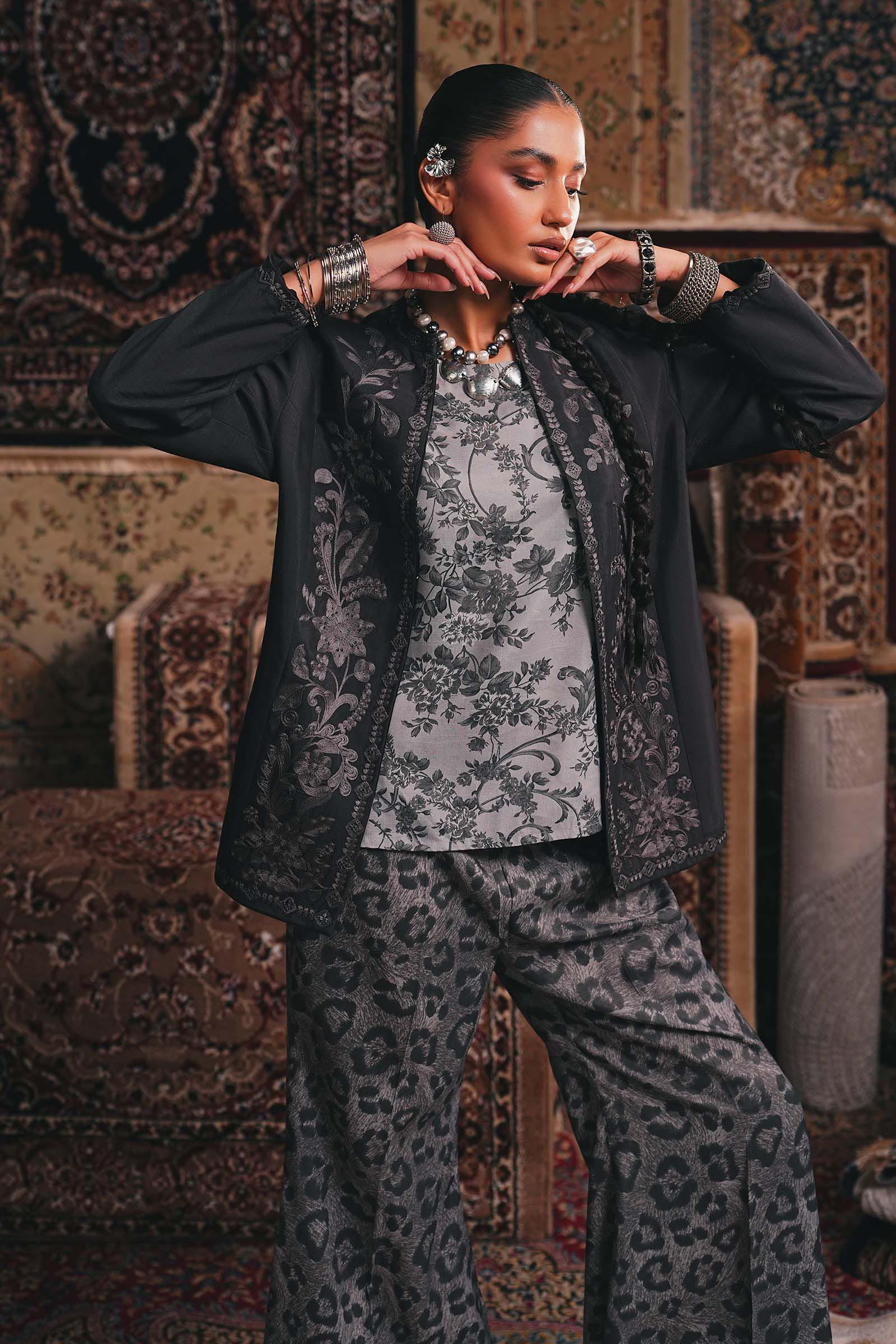 Maria B | Eid Collection 26 | Embroidered Pk Raw Silk Jacket Set - House Of Hania