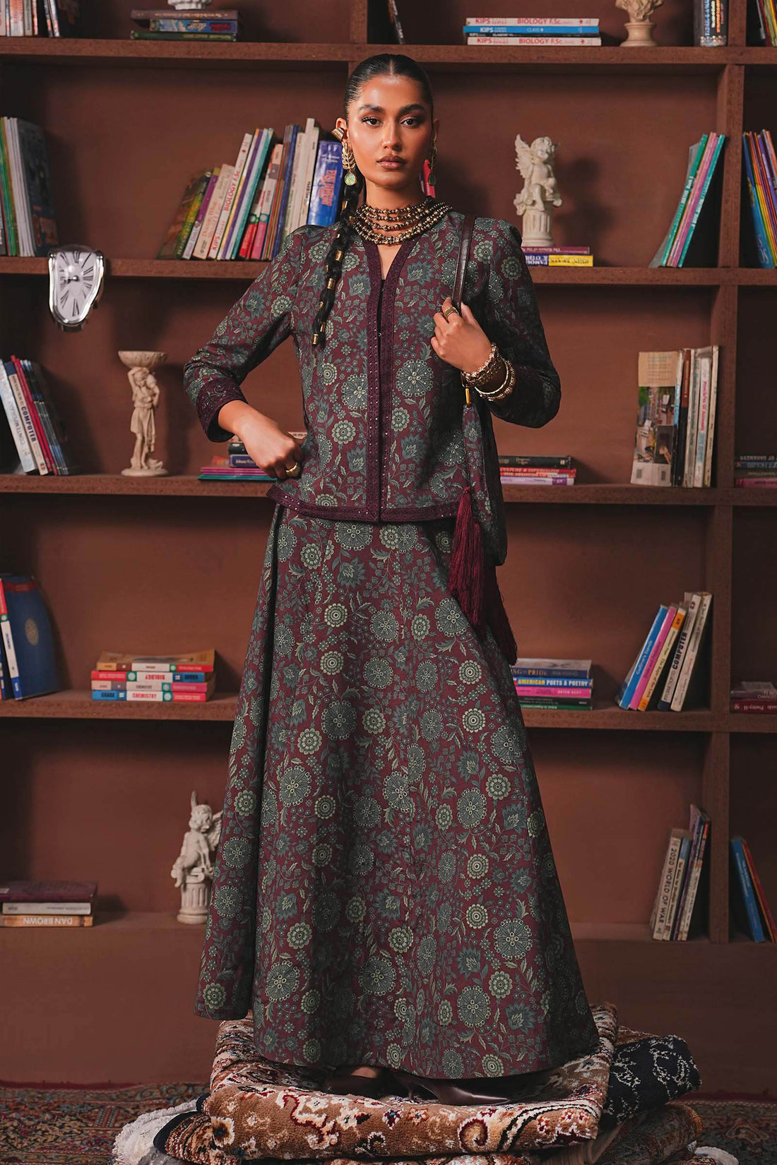 Maria B | Eid Collection 26 | Embroidered Pk Raw Silk Skirt Set - House Of Hania