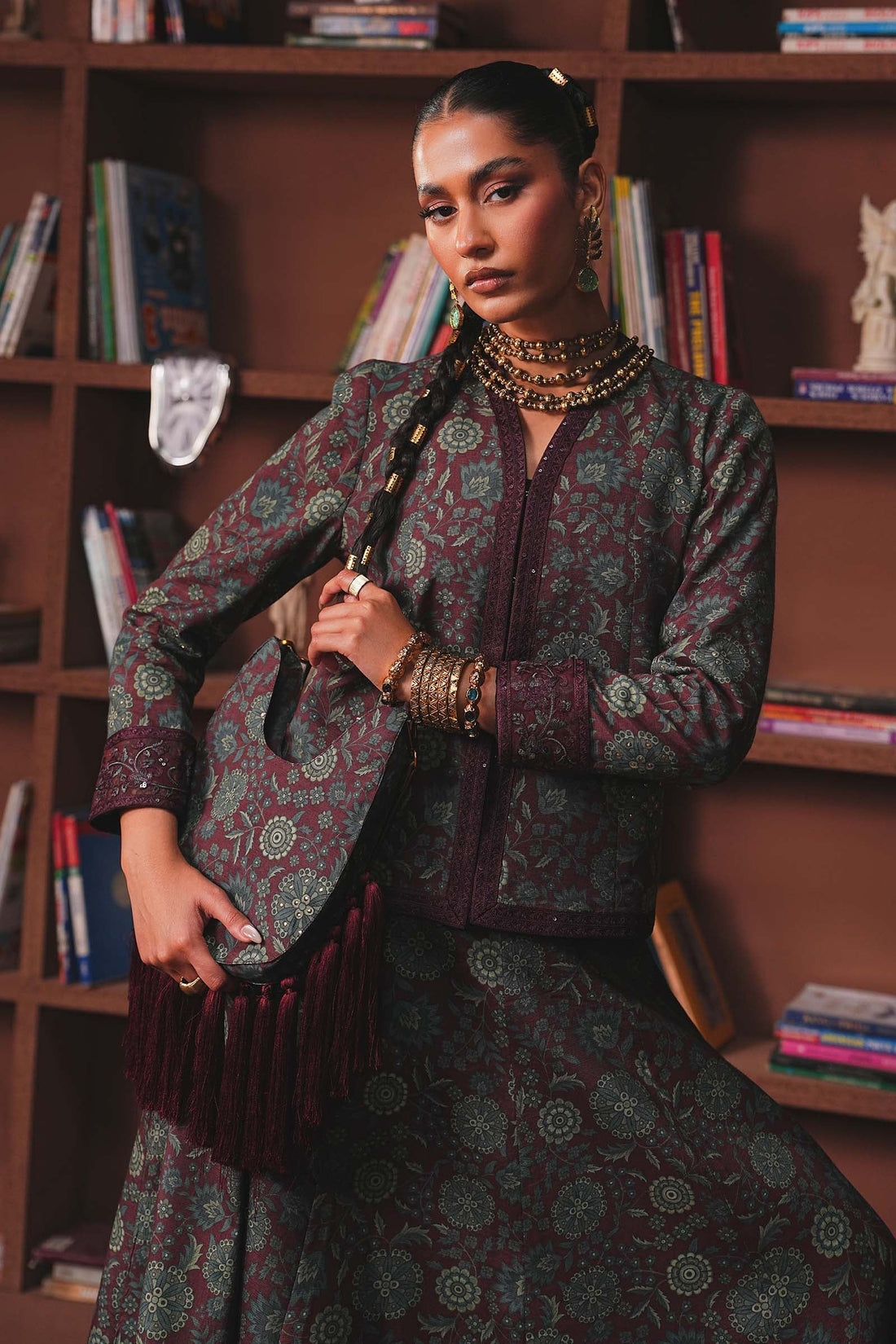 Maria B | Eid Collection 26 | Embroidered Pk Raw Silk Skirt Set - House Of Hania