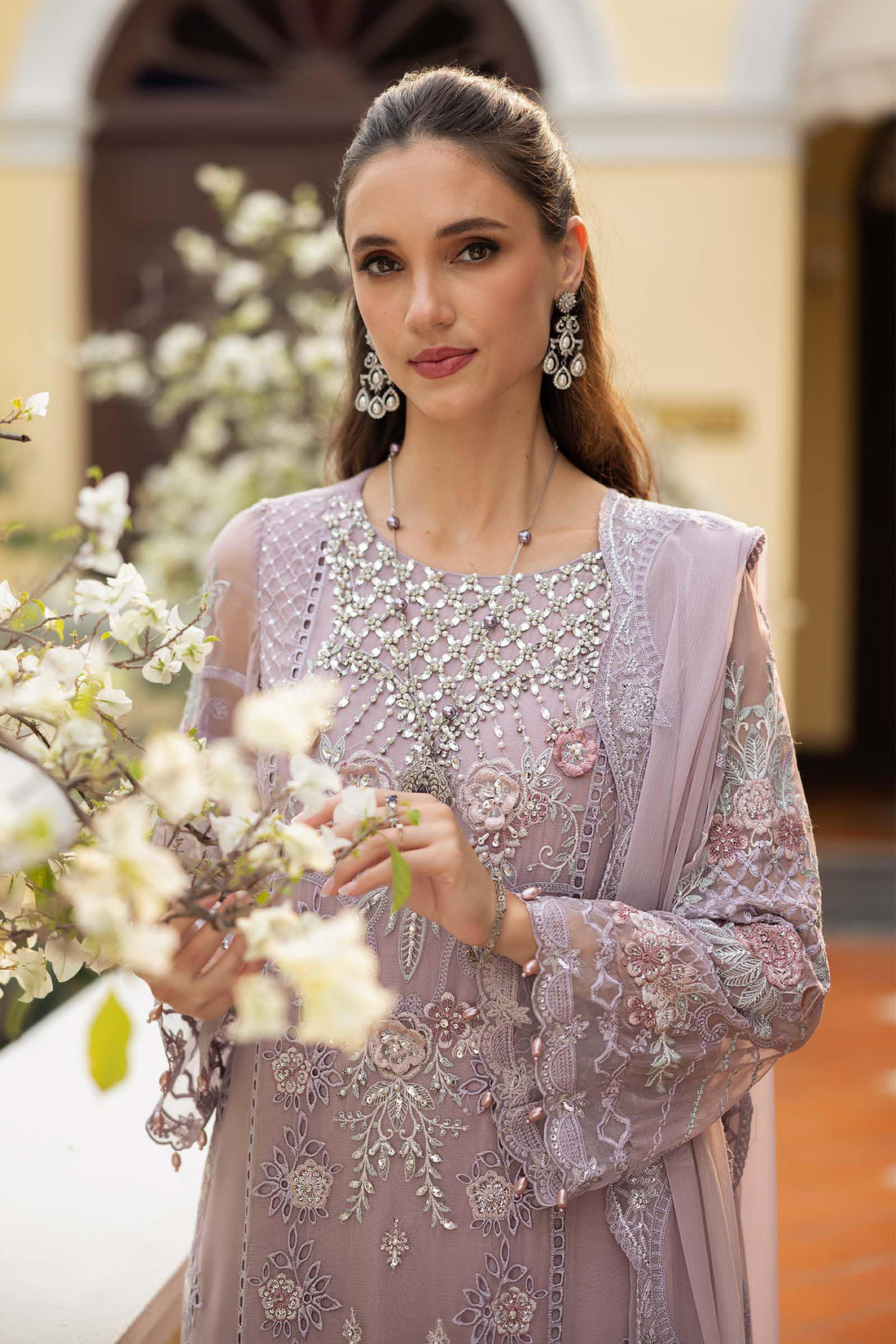 Maria B | Eid Collection Formals 26 | 3 Piece Embroidered Chiffon Suit - House Of Hania