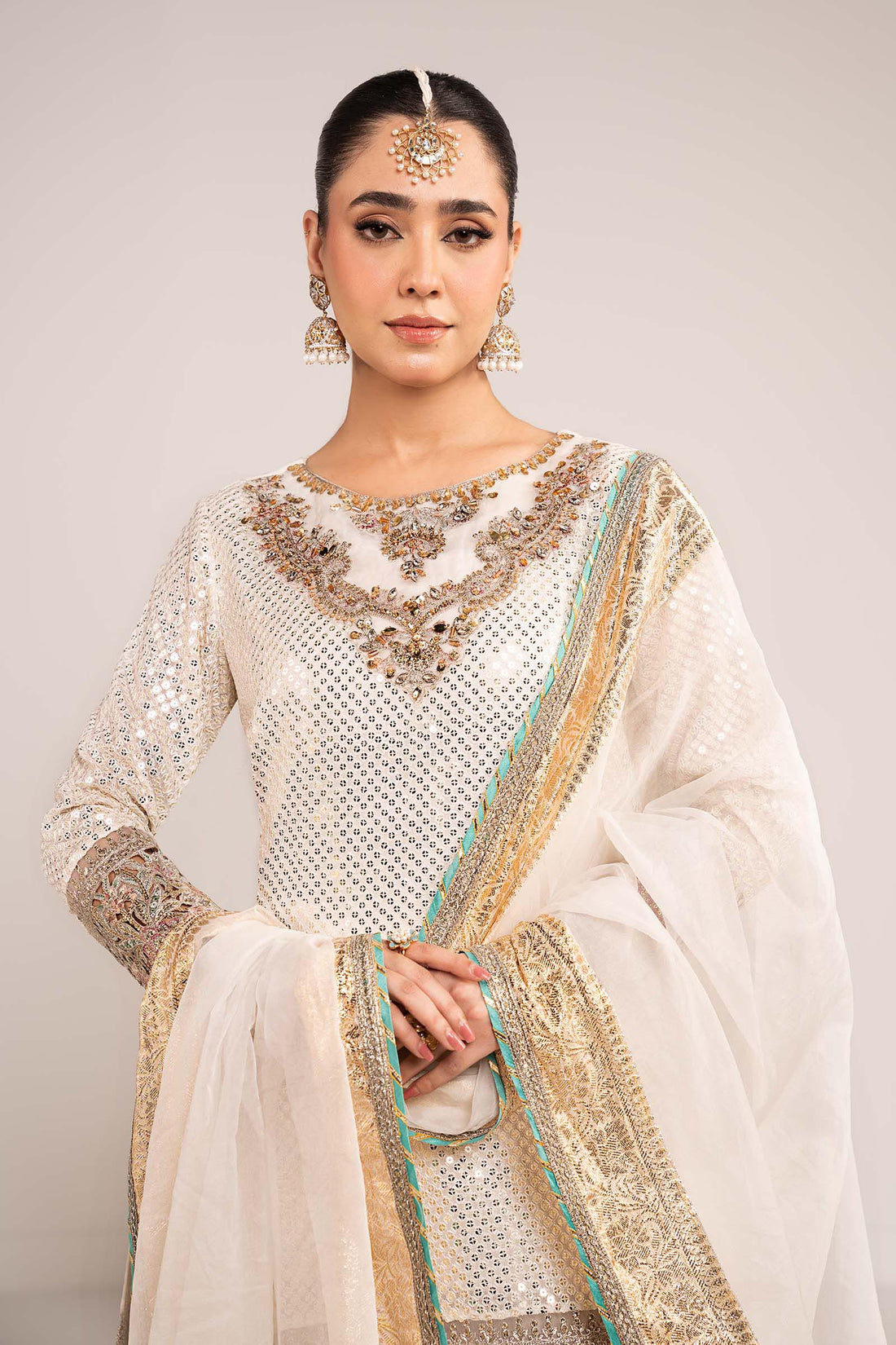 Maria B | Eid Collection Formals 26 | 3 Piece Embroidered Chiffon Suit - House Of Hania