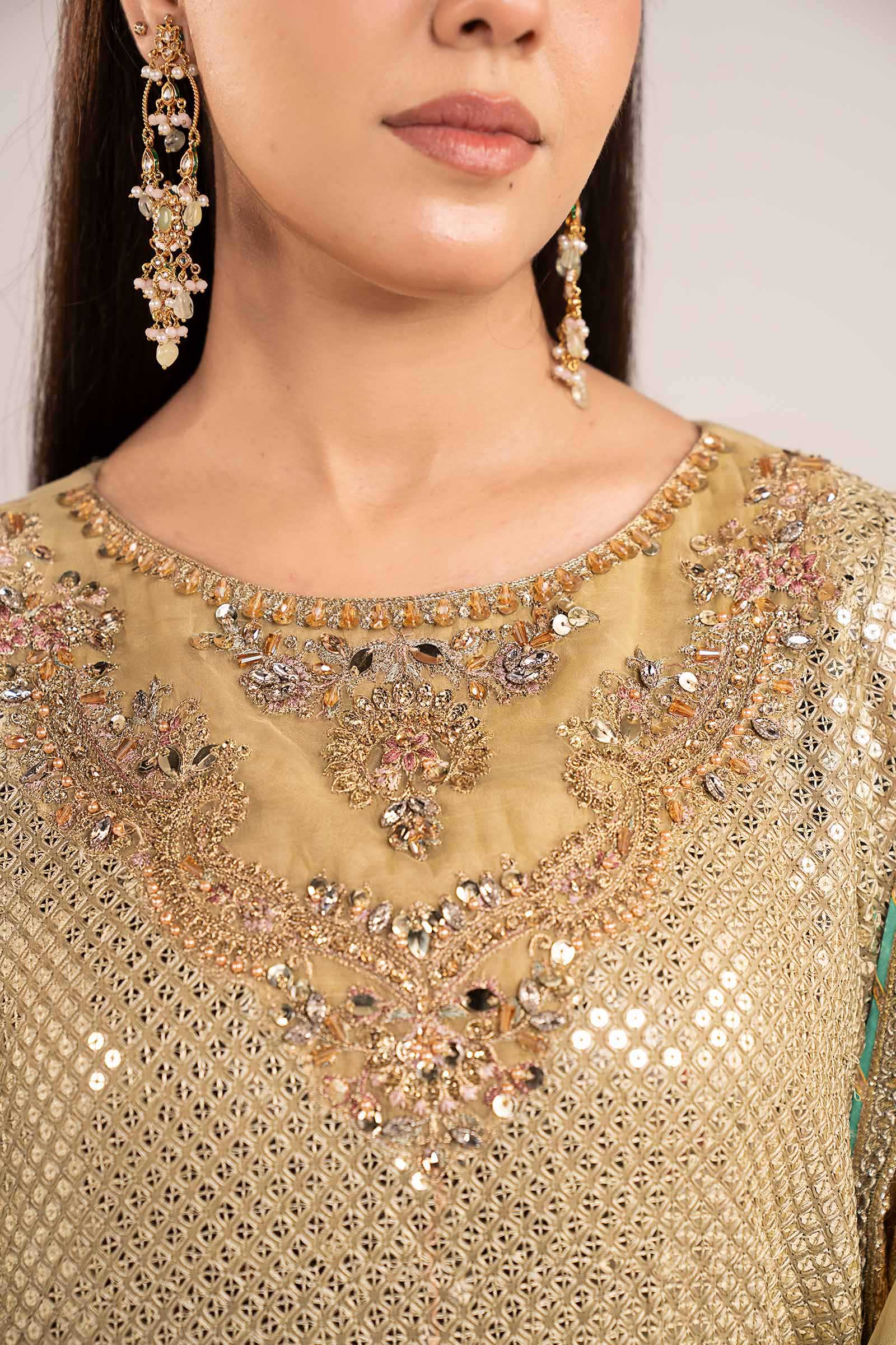 Maria B | Eid Collection Formals 26 | 3 Piece Embroidered Chiffon Suit - House Of Hania