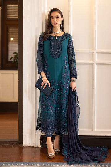 Maria B | Eid Collection Formals 26 | 3 Piece Embroidered Chiffon Suit - House Of Hania