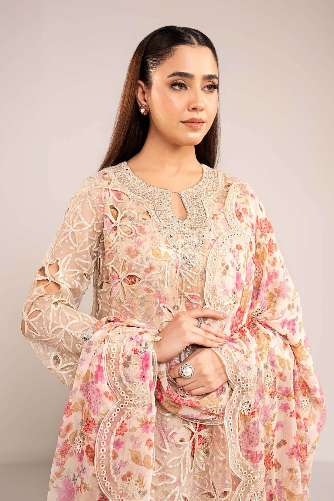 Maria B | Eid Collection Formals 26 | 3 Piece Embroidered Organza Suit - House Of Hania