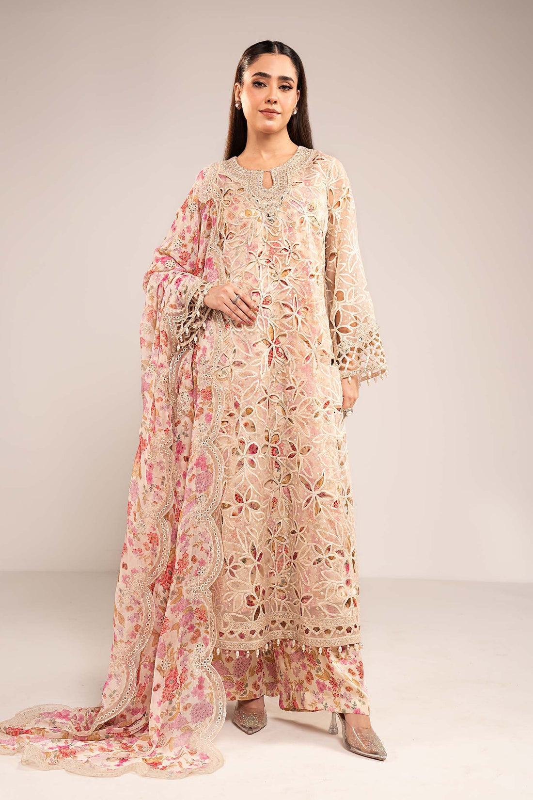 Maria B | Eid Collection Formals 26 | 3 Piece Embroidered Organza Suit - House Of Hania