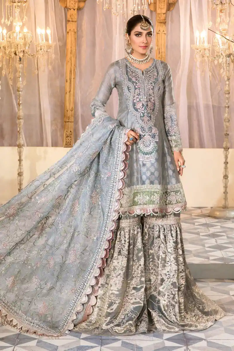 Maria B | Embroidered Collection 22 | Pearl Blue and Ash Pink (BD-2403) - House Of Hania