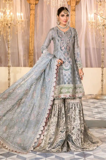 Maria B | Embroidered Collection 22 | Pearl Blue and Ash Pink (BD-2403) - House Of Hania