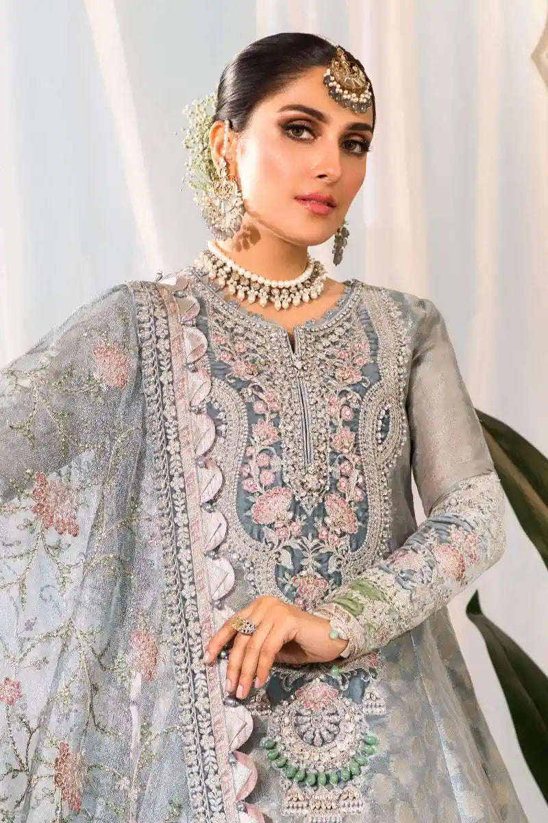 Maria B | Embroidered Collection 22 | Pearl Blue and Ash Pink (BD-2403) - House Of Hania