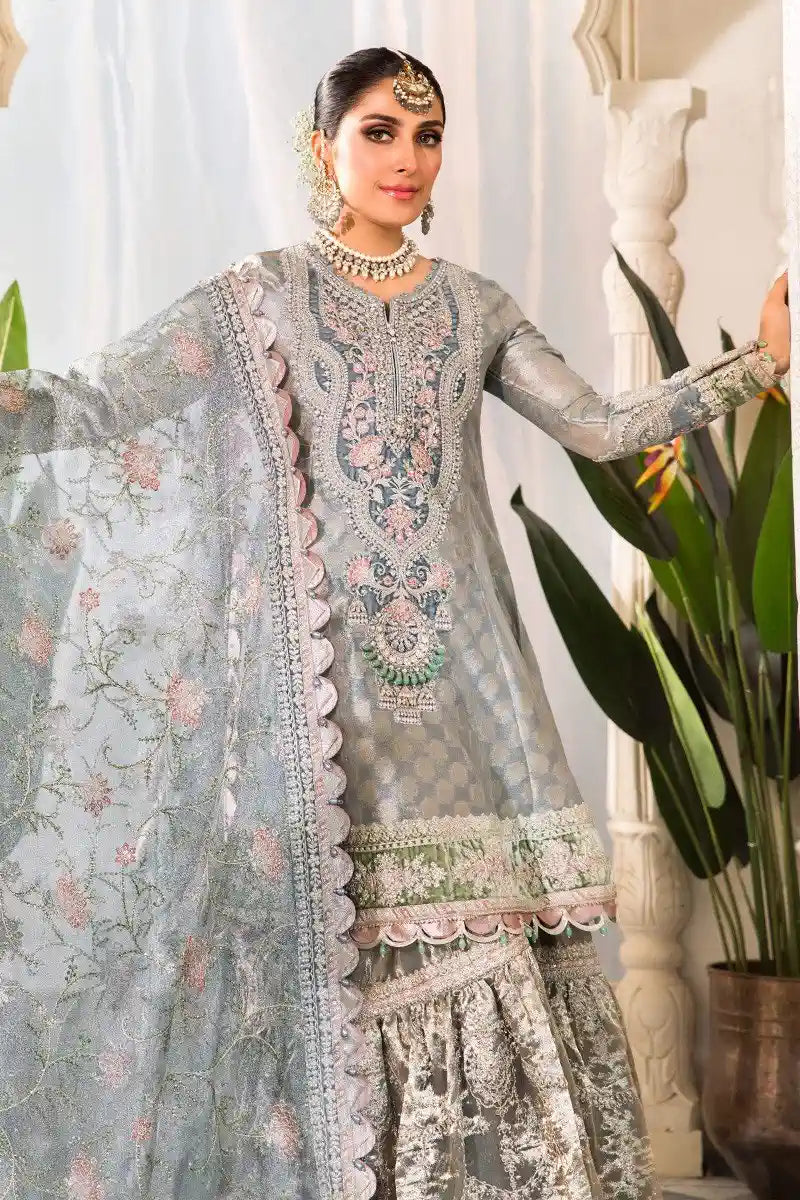 Maria B | Embroidered Collection 22 | Pearl Blue and Ash Pink (BD-2403) - House Of Hania