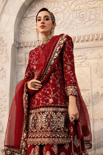 Maria B | Embroidered Cotton Satin Suit | CST-807 - House Of Hania