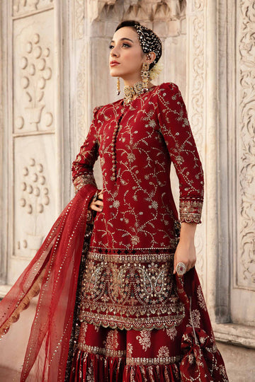Maria B | Embroidered Cotton Satin Suit | CST-807 - House Of Hania