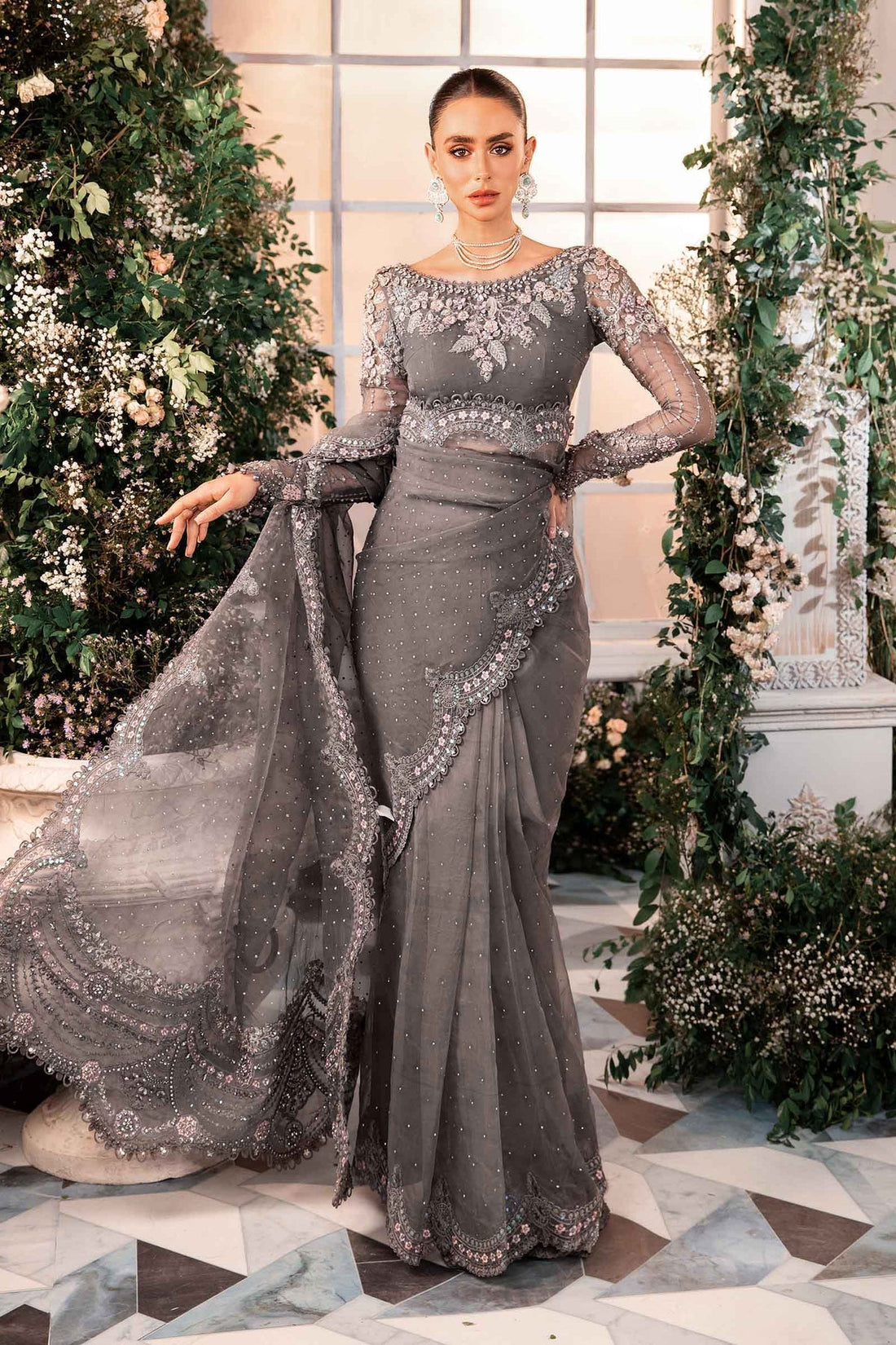 Maria B | Embroidered Formals 24 | Organza Suit | BD-2902 - House Of Hania