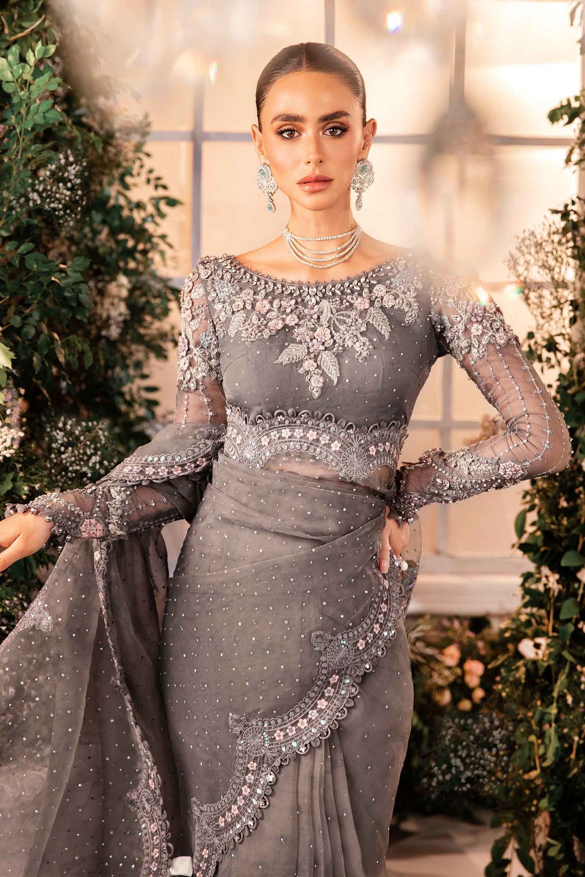 Maria B | Embroidered Formals 24 | Organza Suit | BD-2902 - House Of Hania