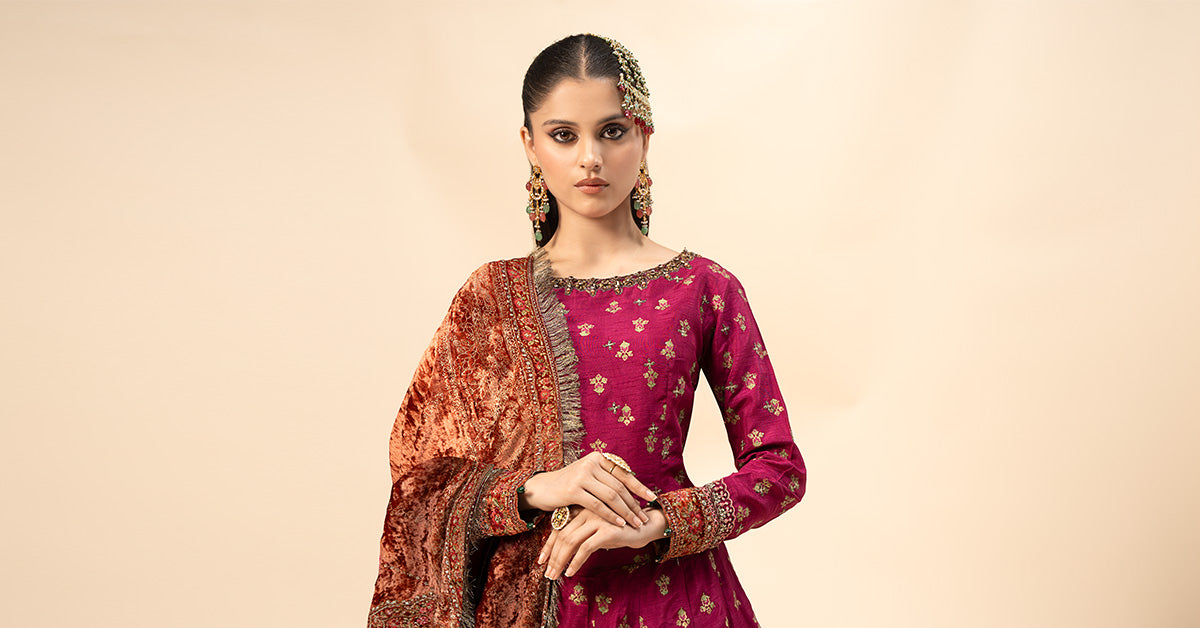 Maria B | Formal Wears | Raw Silk Suit | SF-W24-26-C - House Of Hania