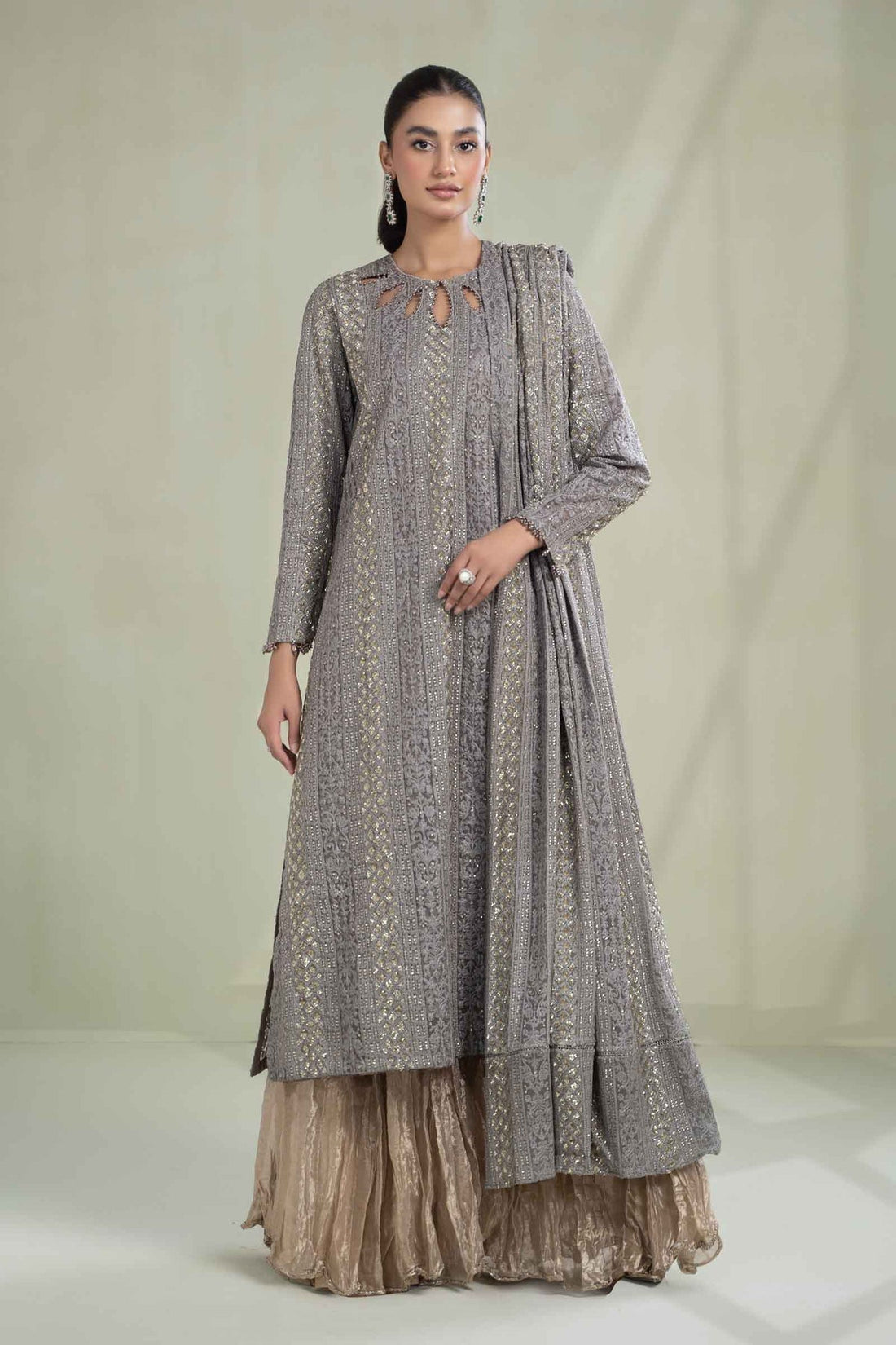 Maria B | Formal Wears | Suit Grey SF-W23-63 - House Of Hania