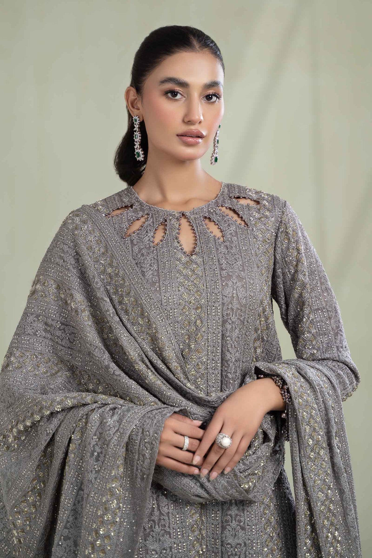 Maria B | Formal Wears | Suit Grey SF-W23-63 - House Of Hania