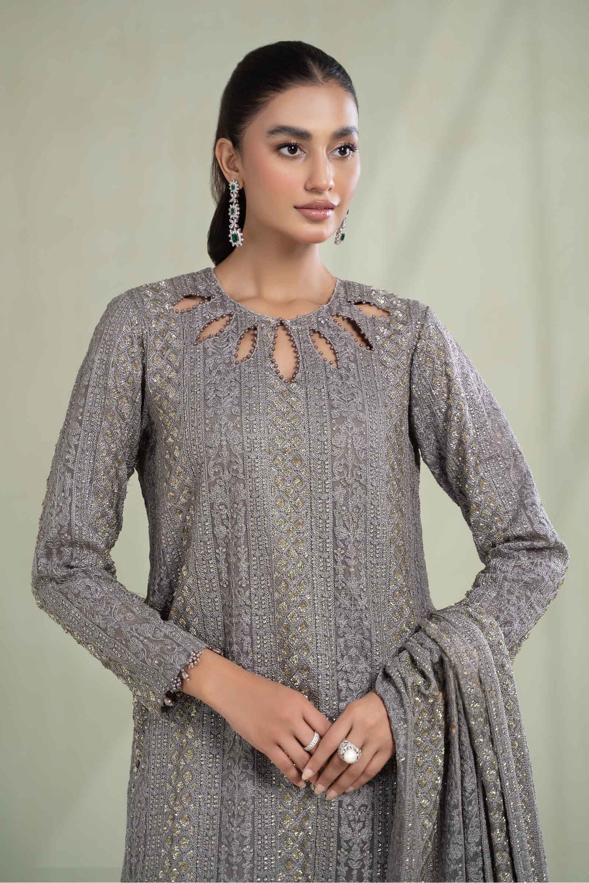 Maria B | Formal Wears | Suit Grey SF-W23-63 - House Of Hania