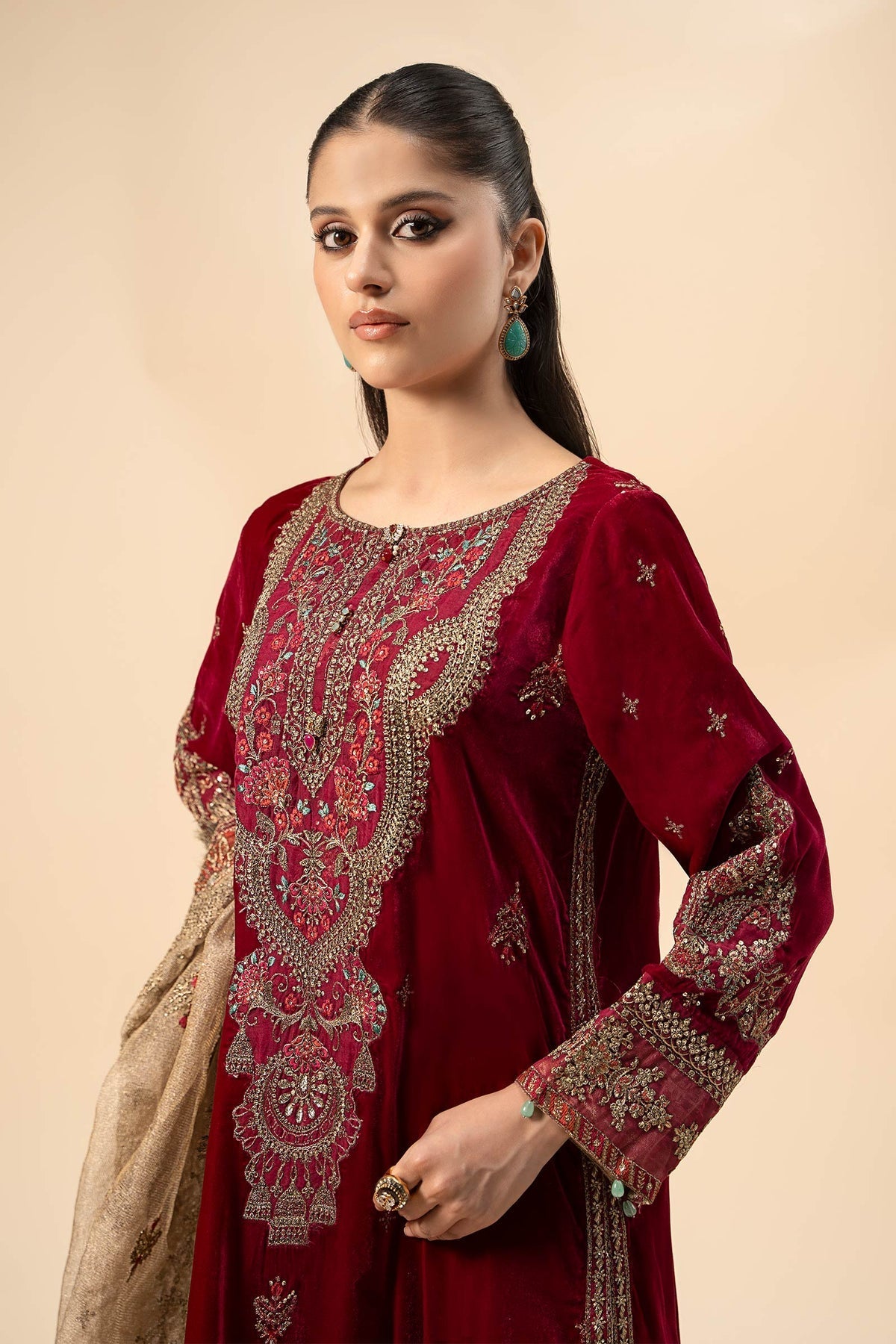 Maria B | Formal Wears | Velvet Suit | SF-W24-29 - House Of Hania